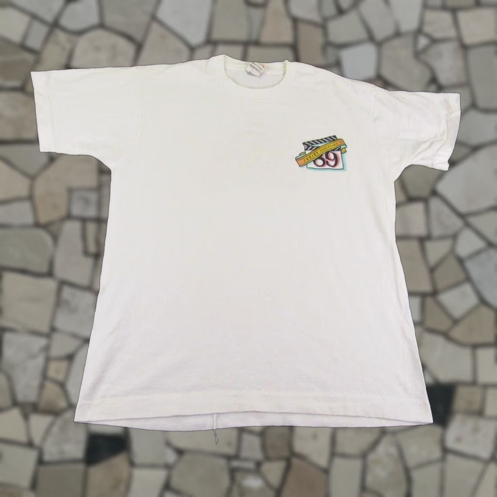 Fruit Of The Loom Vintage 80s Sunset Boulevard Shirt Men's Large White Graphic T-Shirt California Hollywood Cotton Size US L / EU 52-54 / 3 - 1 Thumbnail