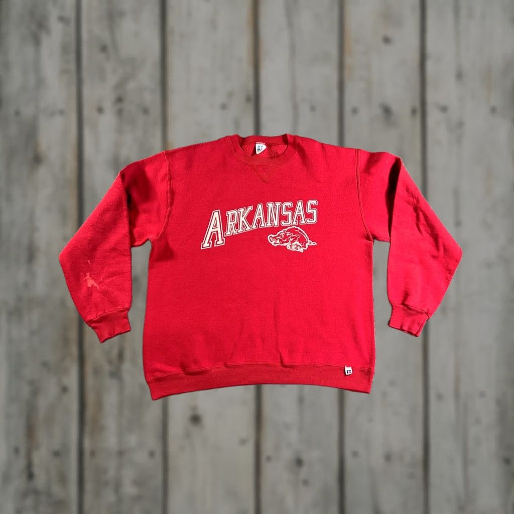 Russell Athletic VINTAGE Russell Athletic Arkansas Razorbacks Sweatshirt Mens L Red 90s University Graphic Print Crew Neck Pullover Oversized Block Logo Size US L / EU 52-54 / 3 - 1 Thumbnail