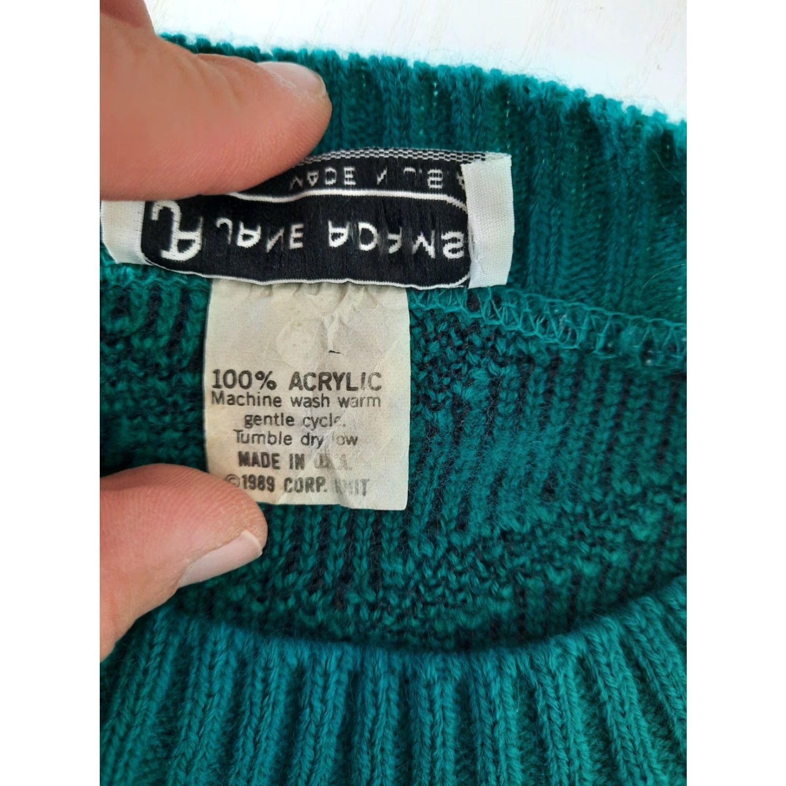 Vintage VINTAGE Grannycore 90s Sweater Crewneck Pullover Green USA S6C M Jane Adams Sweater Geometric Pullover Crewneck Womens (adjusted for relevance) Size M / US 6-8 / IT 42-44 - 7 Thumbnail