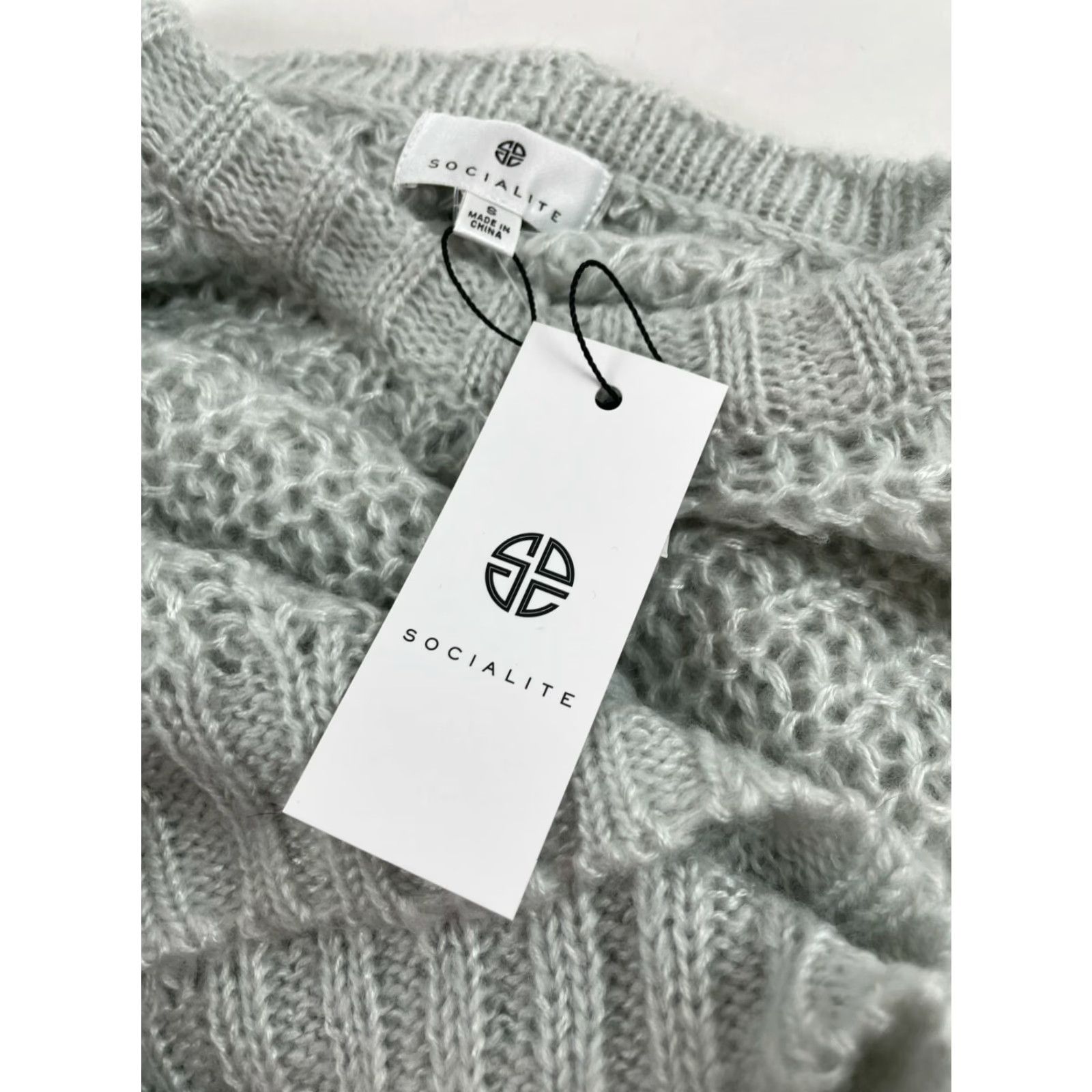 Vintage SOCIALITE Sweater Women's Size Small Gray Long Sleeve Pullover Open Knit NWT Size S / US 4 / IT 40 - 5 Thumbnail