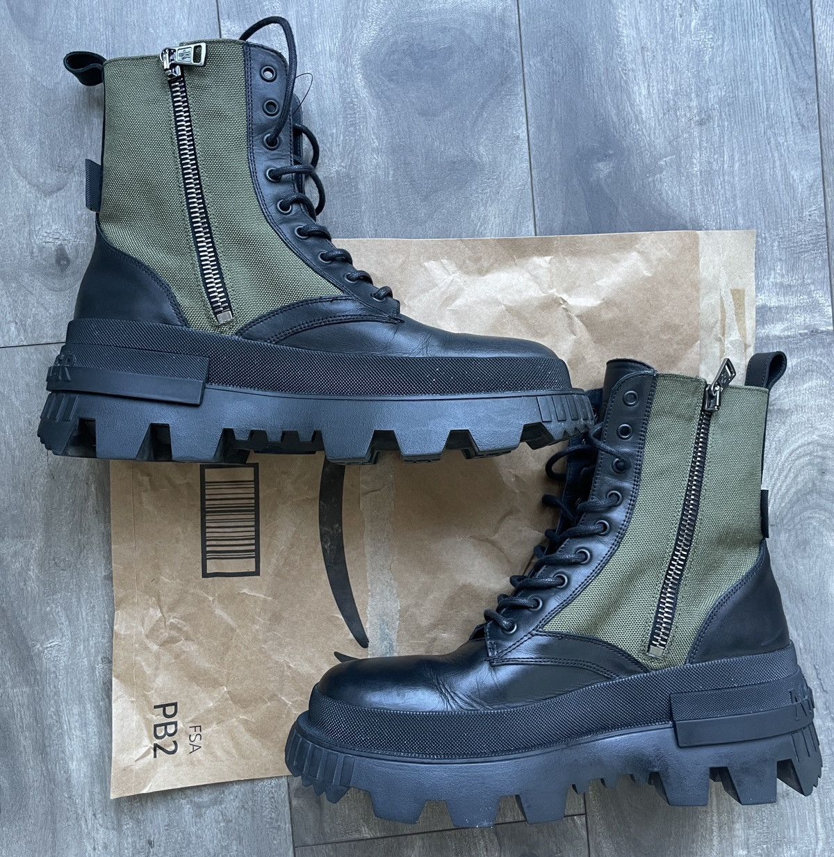 Designer × Moncler Moncler 10US Konture Leather Cordura Combat Ankle Boots Size US 10 / EU 43 - 3 Thumbnail