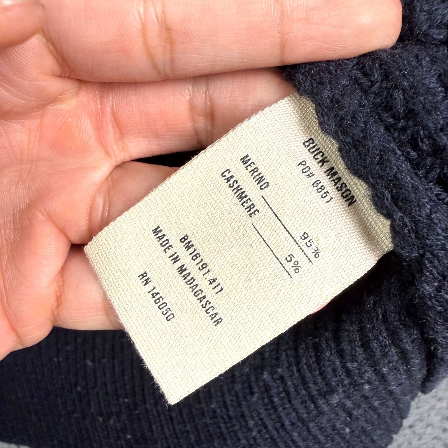 Buck Mason VINTAGE Buck Mason Herdsman Crew Sweater Mens M Dark Navy Merino Wool Cashmere Blend Size US M / EU 48-50 / 2 - 3 Thumbnail