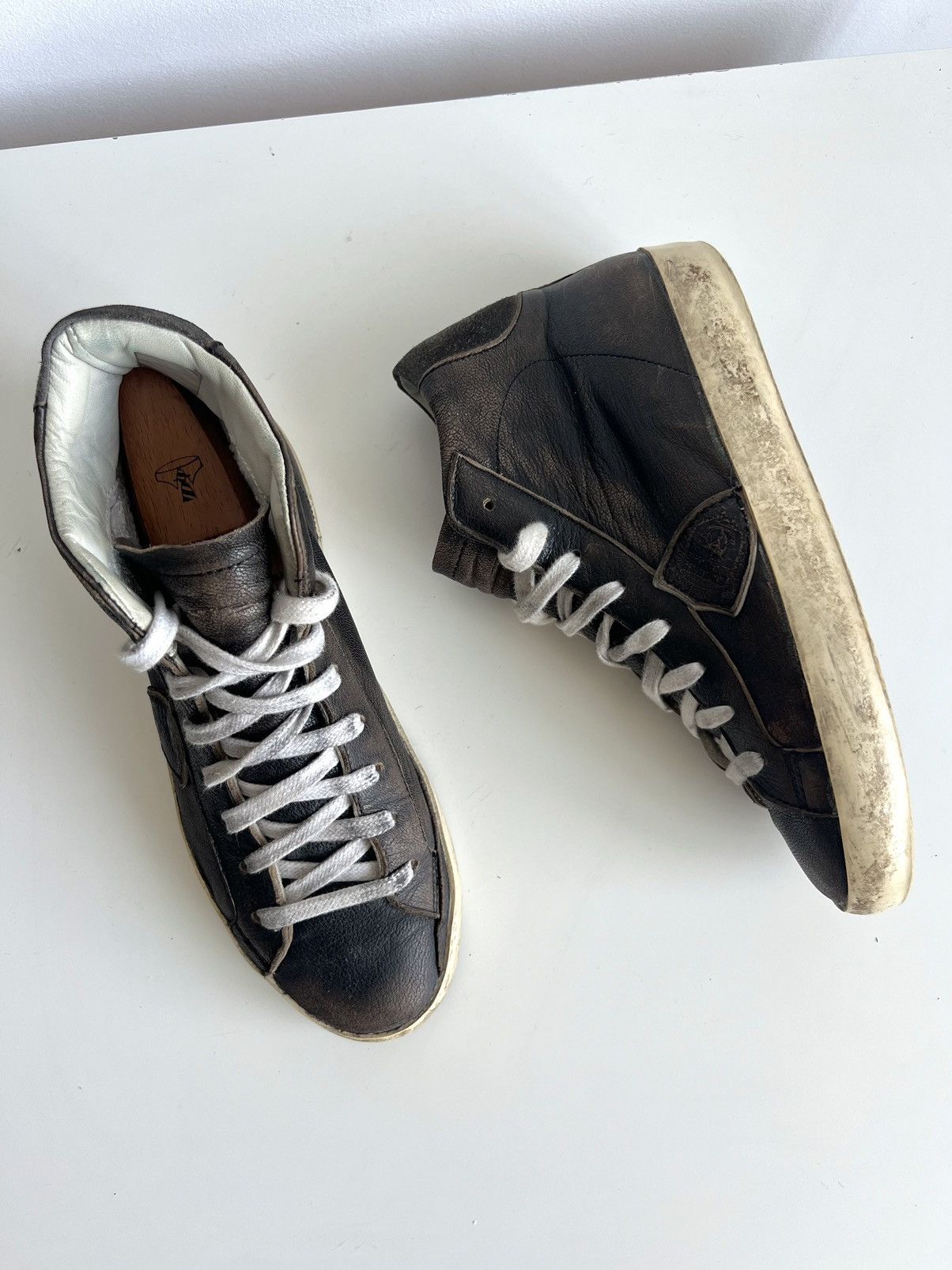Golden Goose × Philippe Model Philipe Model Paris PRSX Mid Brown Distressed Sneakers Size US 7.5 / EU 40-41 - 7 Thumbnail