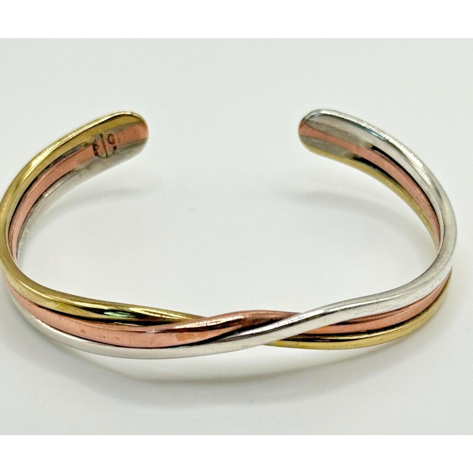 Sterling Silver Vintage Sterling Silver Copper Brass Twisted Cuff Bracelet Size ONE SIZE - 1 Thumbnail