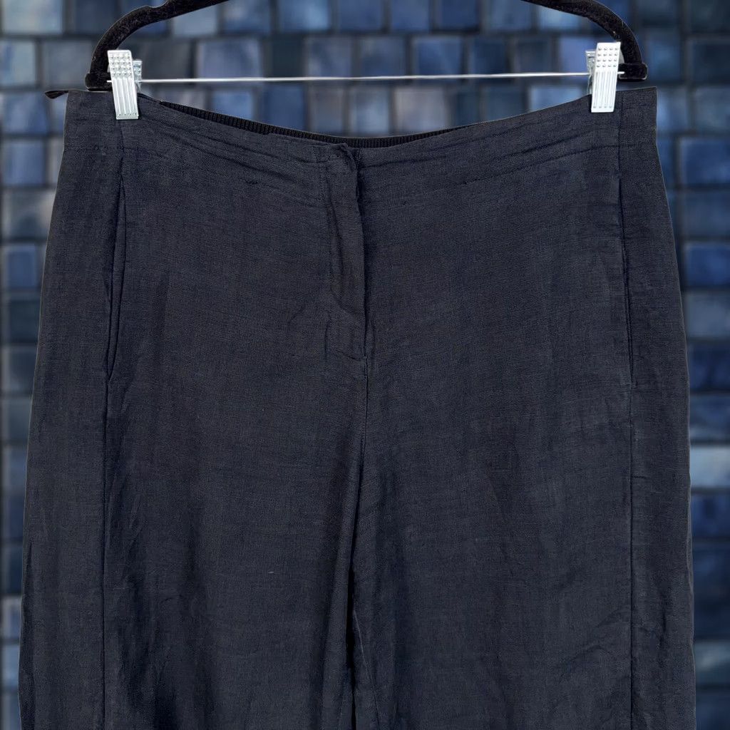 Vintage Annette Görtz Pants Womens 42 Black Linen Cargo Wide Leg Avant Garde Trousers Size 28" / US 6 / IT 42 - 1 Thumbnail