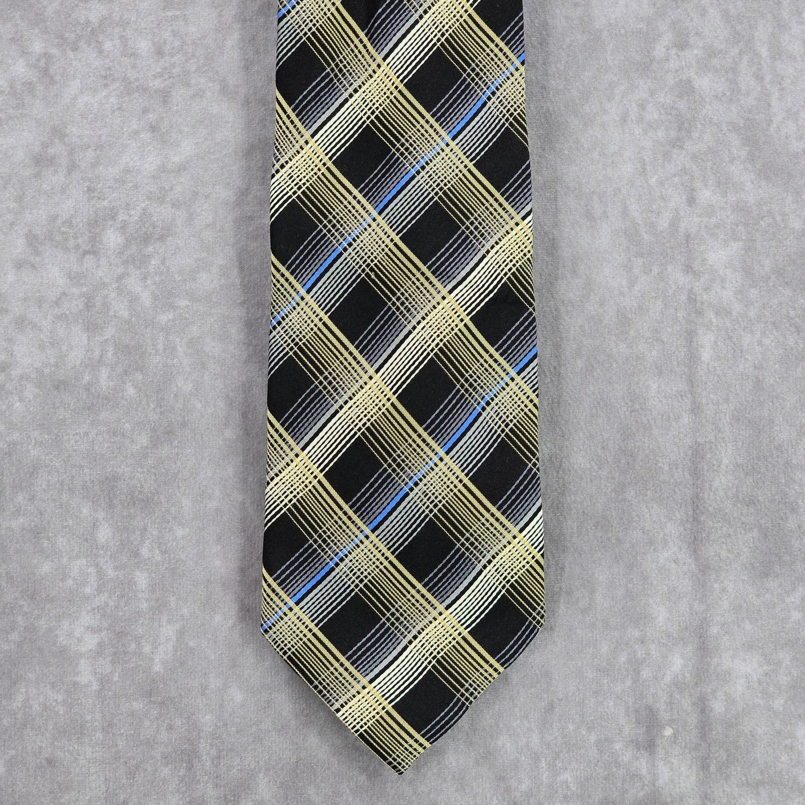 Other Bruno Marchesi Black Blue Gold Plaid Tartan Silk Neck Tie Size 30 - 1 Thumbnail