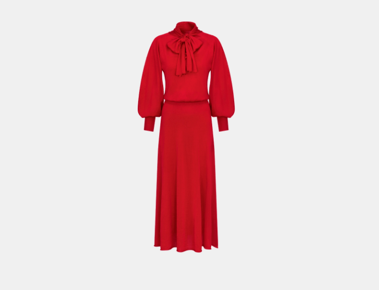 Dior o1w1db10925 444R23 Mid-Length Midi Dress in Red Size M / US 6-8 / IT 42-44 - 1 Thumbnail