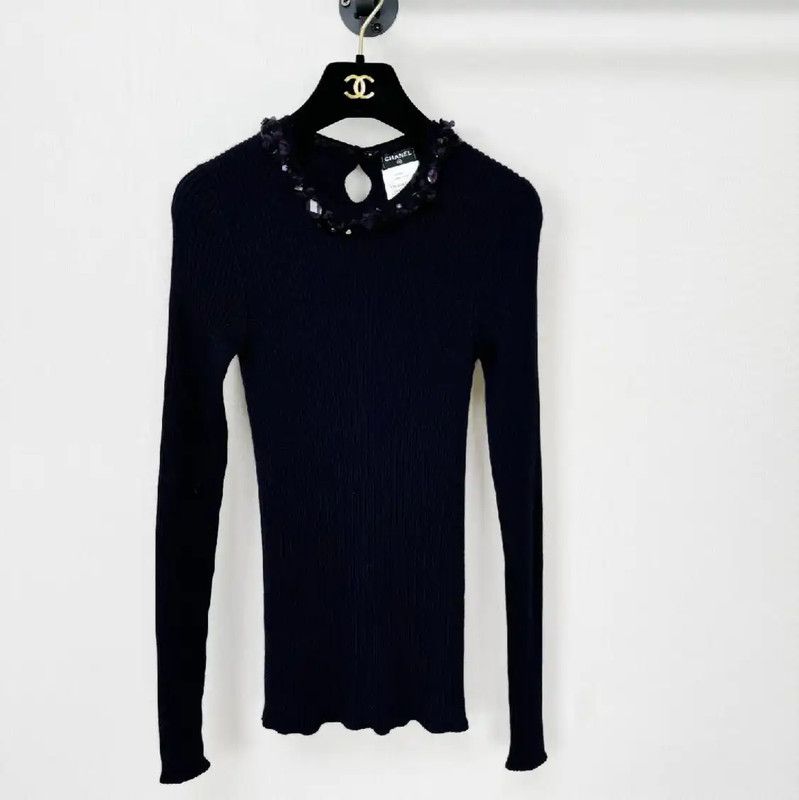 Chanel Chanel Purple Long Sleeve Pullover Sweater 0089 Size S / US 4 / IT 40 - 1 Thumbnail