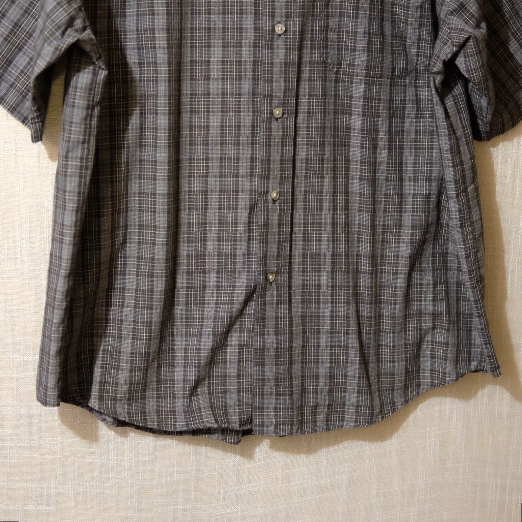 Arrow ARROW Mens XL Short Sleeve Shirt Plaid Black/Dark Green/White Button-Up Easy Care Pockets Size US XL / EU 56 / 4 - 4 Thumbnail