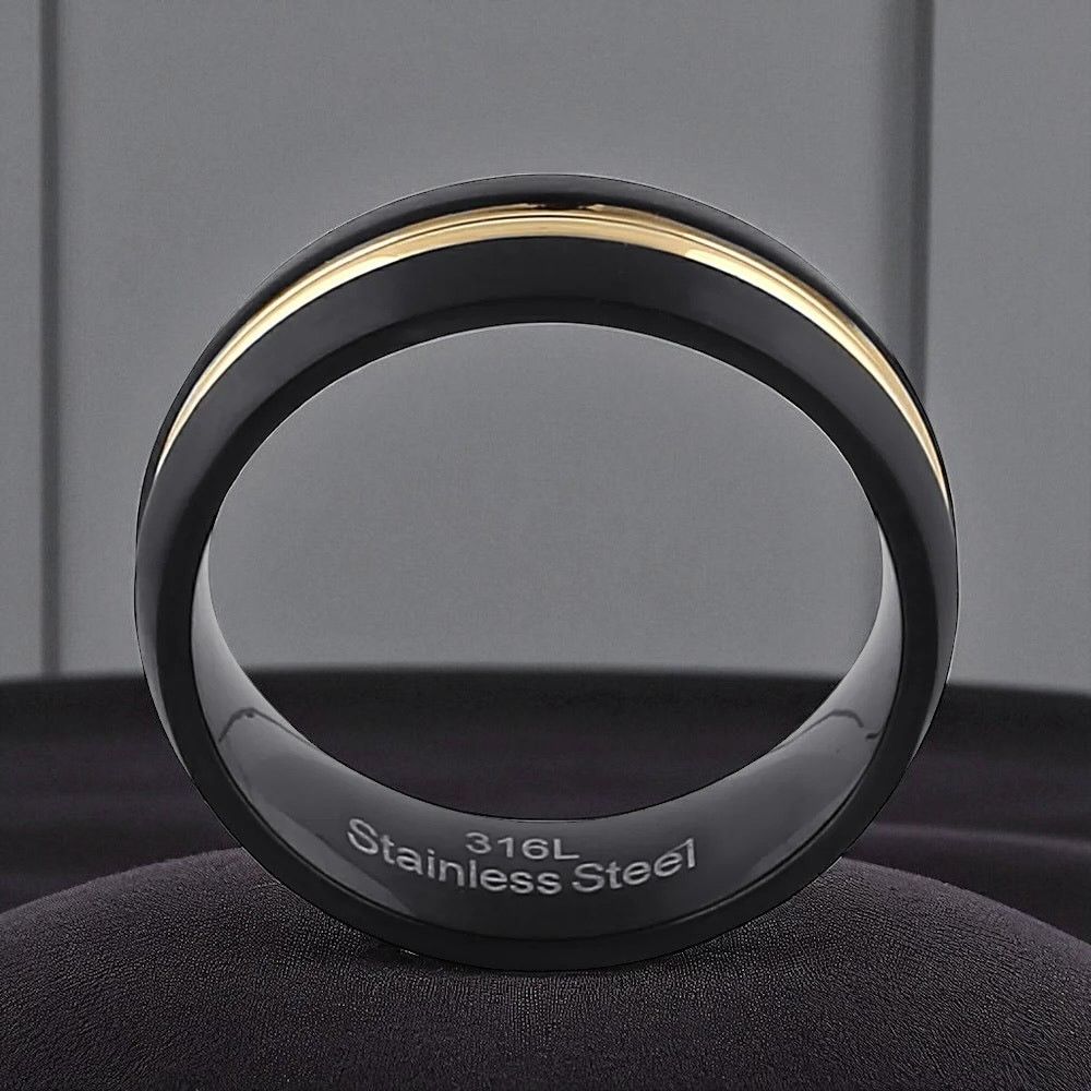 The Unbranded Brand Stainless Steel Men's Black and Yellow Wedding Band Size ONE SIZE - 3 Thumbnail