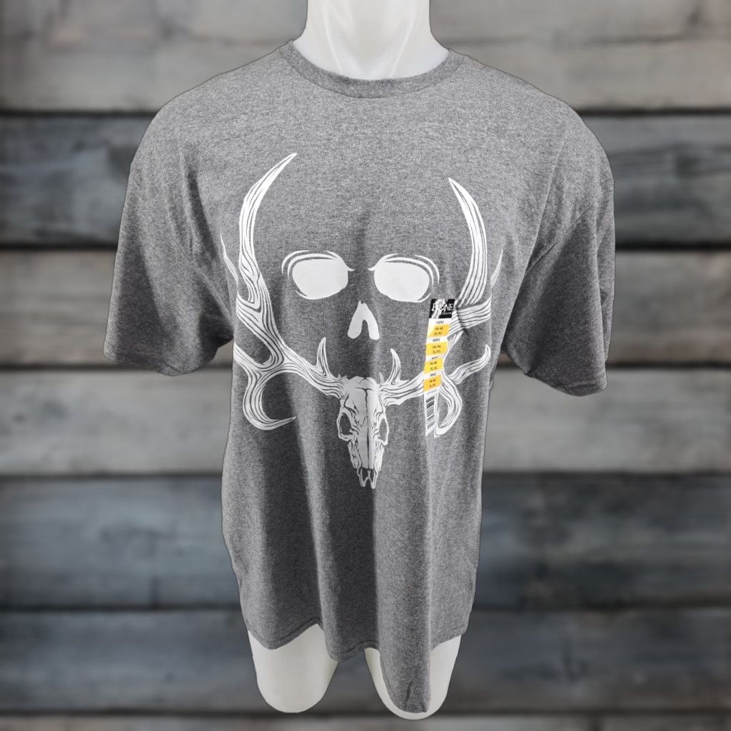 Logo 7 Bone Collector T-shirt XL Gray White Logo Men Shirt Short Sleeve Crew Neck Graphic Print Skull Logo Size US XL / EU 56 / 4 - 1 Thumbnail