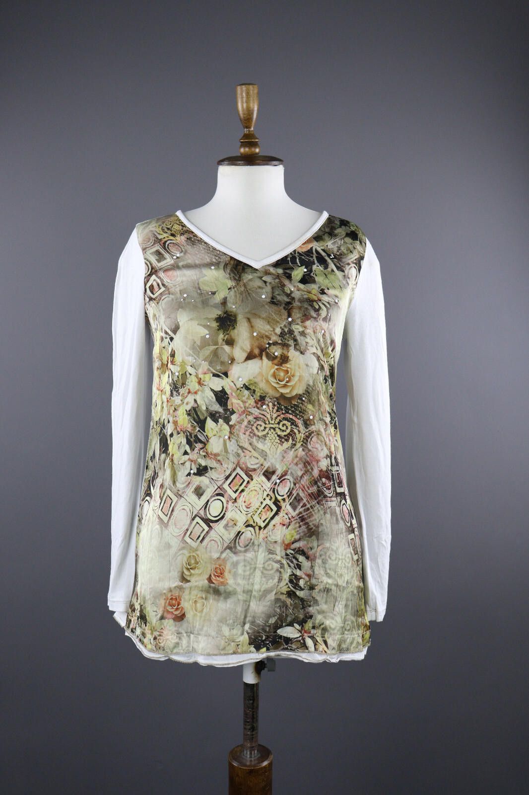 Designer Elisa Cavaletti Sono Italiano Floral Summer Top Shirt L Size M / US 6-8 / IT 42-44 - 1 Thumbnail