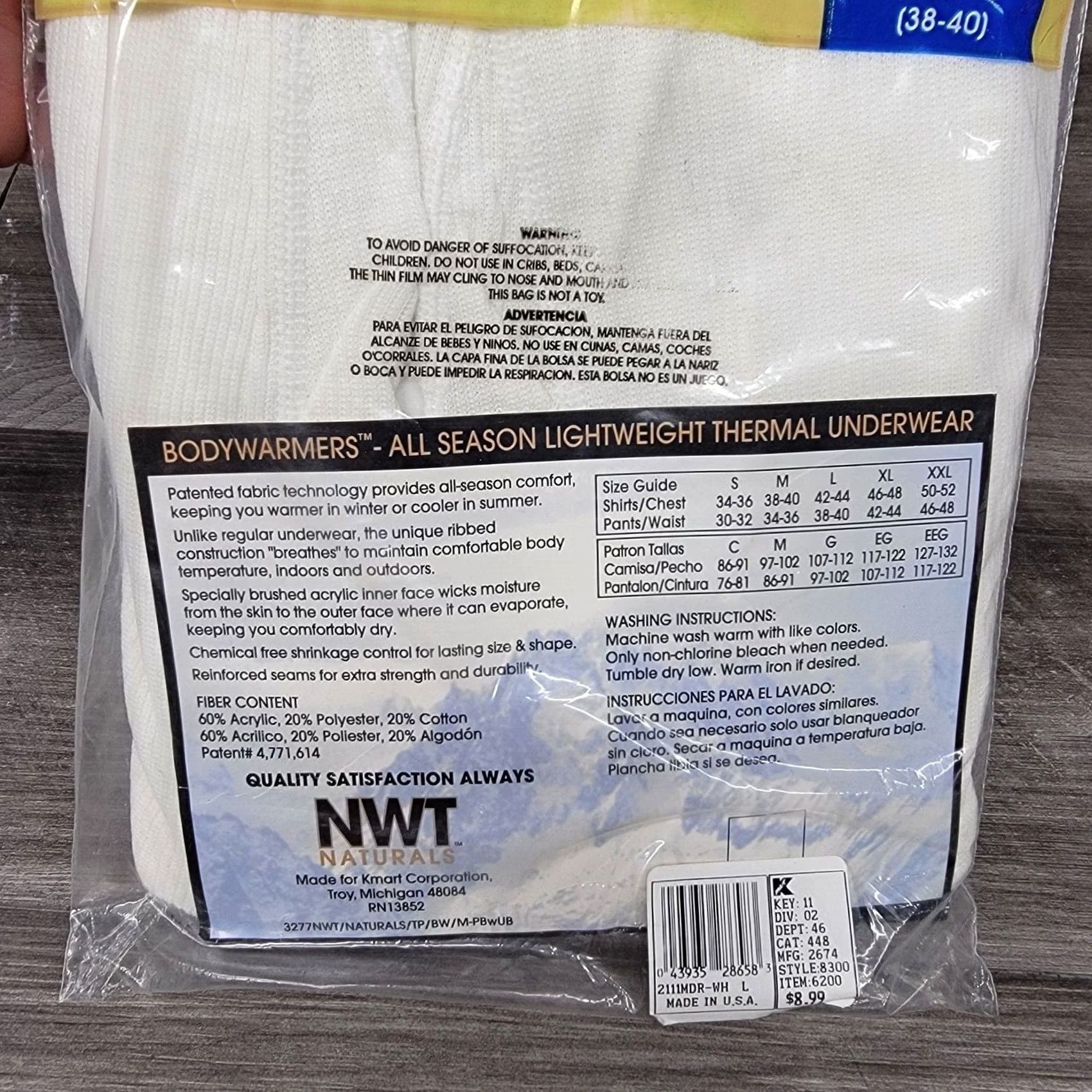 Vintage VINTAGE Northwest Territory Naturals Men Thermal bottoms pants Large White Cotton Thermal Winter Reg, Regular Fit, 30 Inseam, 39 in Waist Mens Size US 33 - 6 Thumbnail