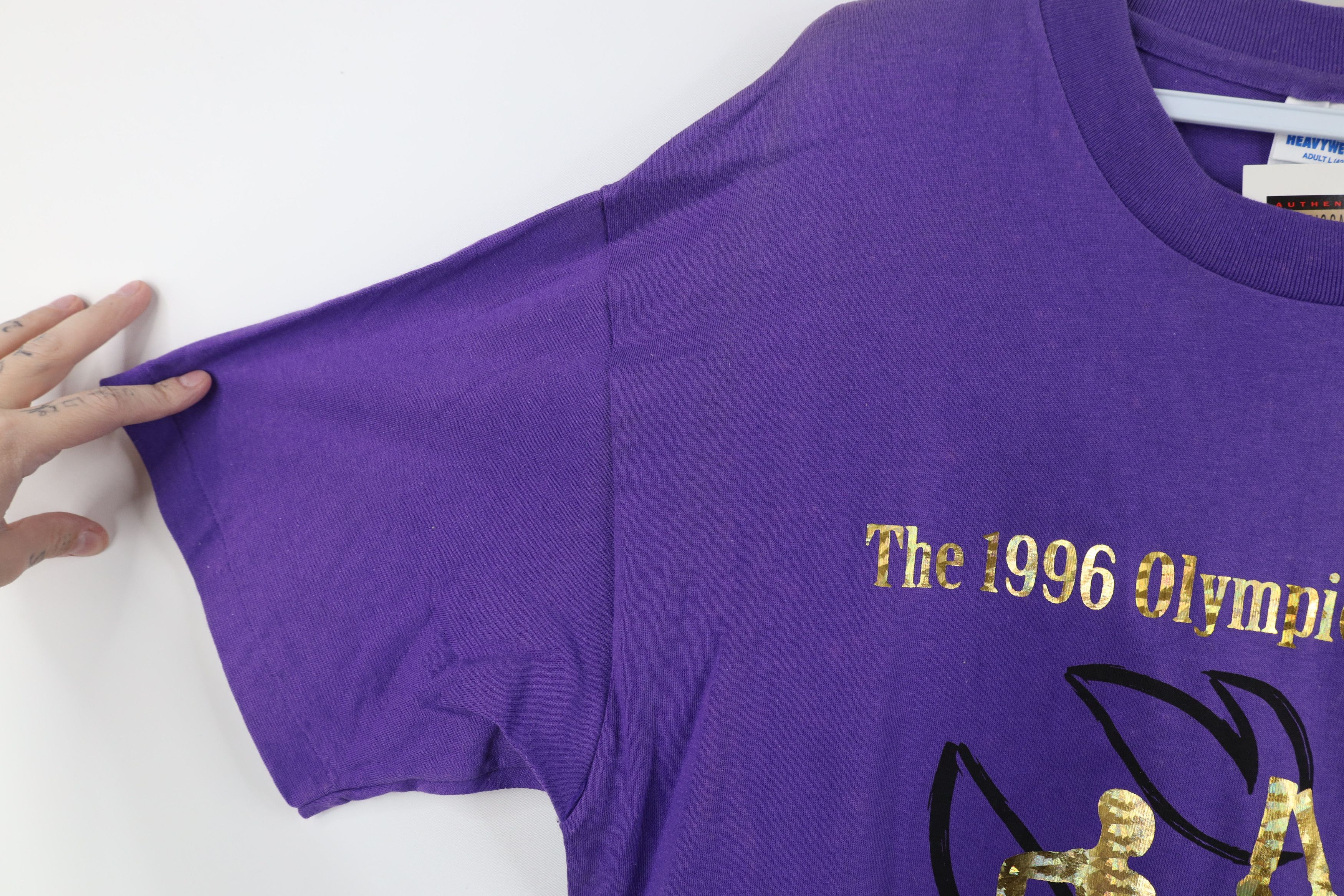 Hanes Deadstock Vintage 90s Atlanta Torch Relay T-Shirt Purple Size US L / EU 52-54 / 3 - 10 Thumbnail
