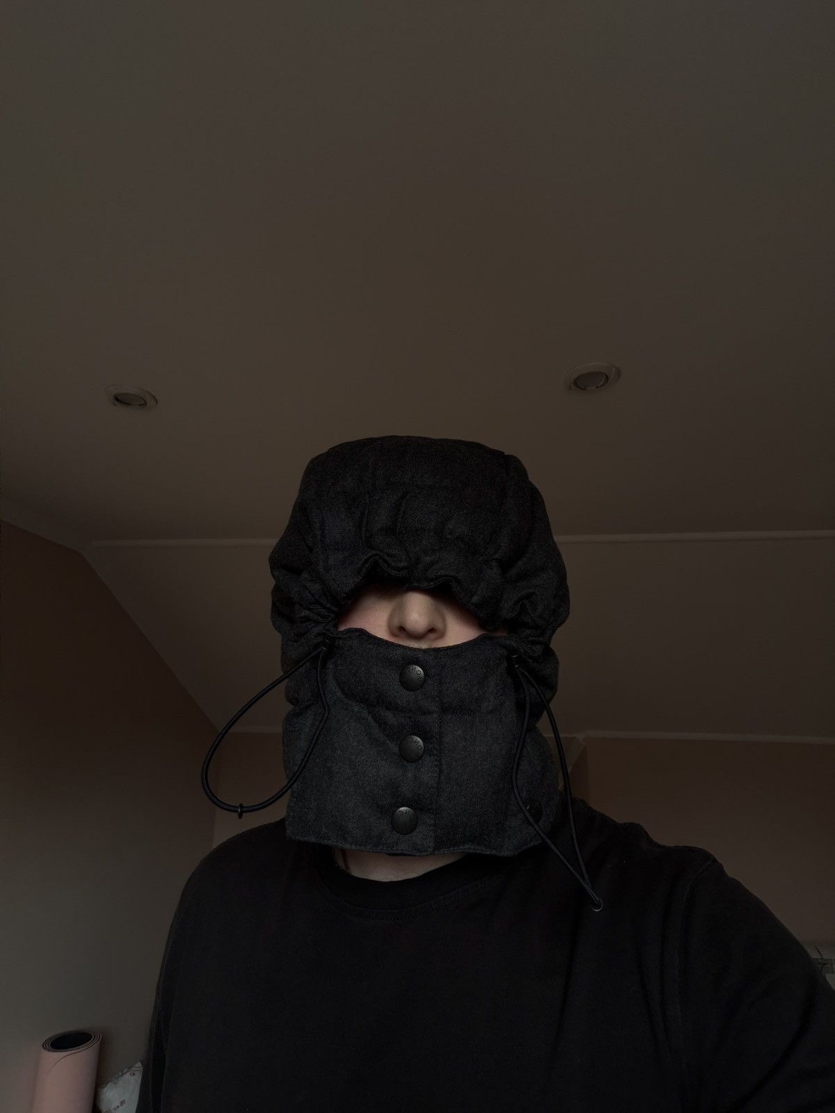 Moncler Moncler Balaclava Hat( Hood) One Size Gray Wool/Down Size ONE SIZE - 3 Thumbnail