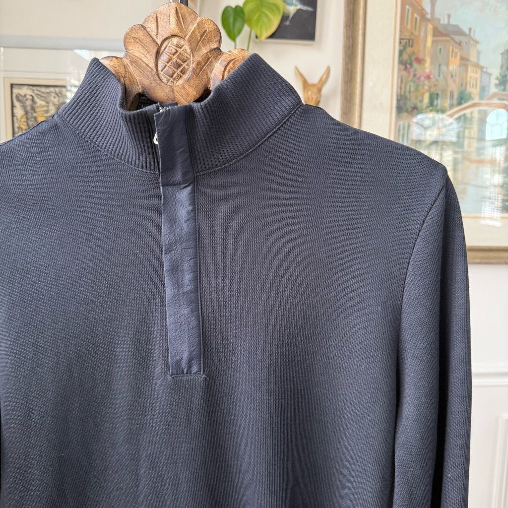 Hugo Boss Boss Hugo Boss 1/4 Zip Cotton Sweater Dark Blue M Size US M / EU 48-50 / 2 - 2 Thumbnail