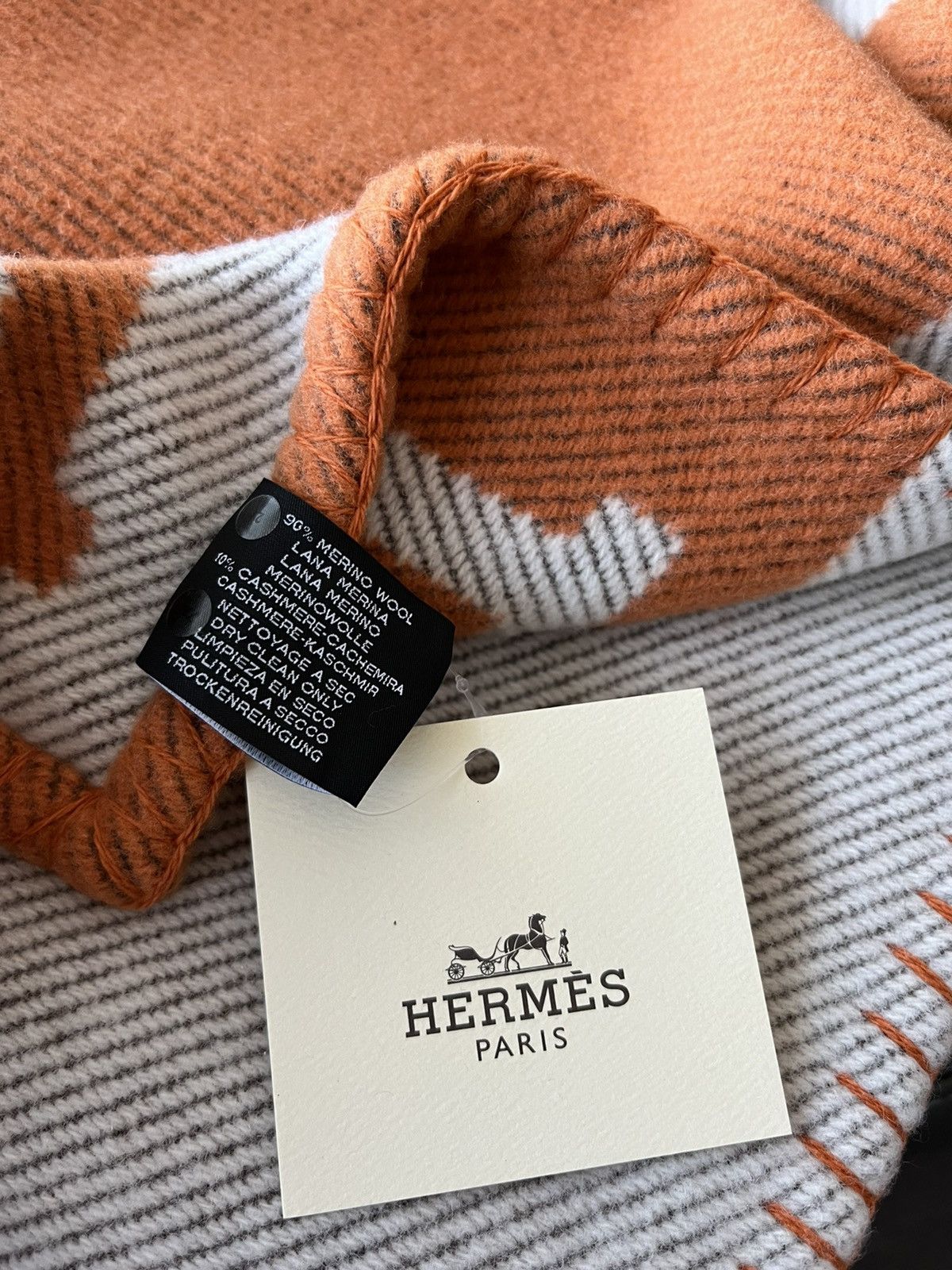 Hermes Hermes Brand New Classic Avalon Wool Cashmere XL Blanket Size ONE SIZE - 4 Thumbnail