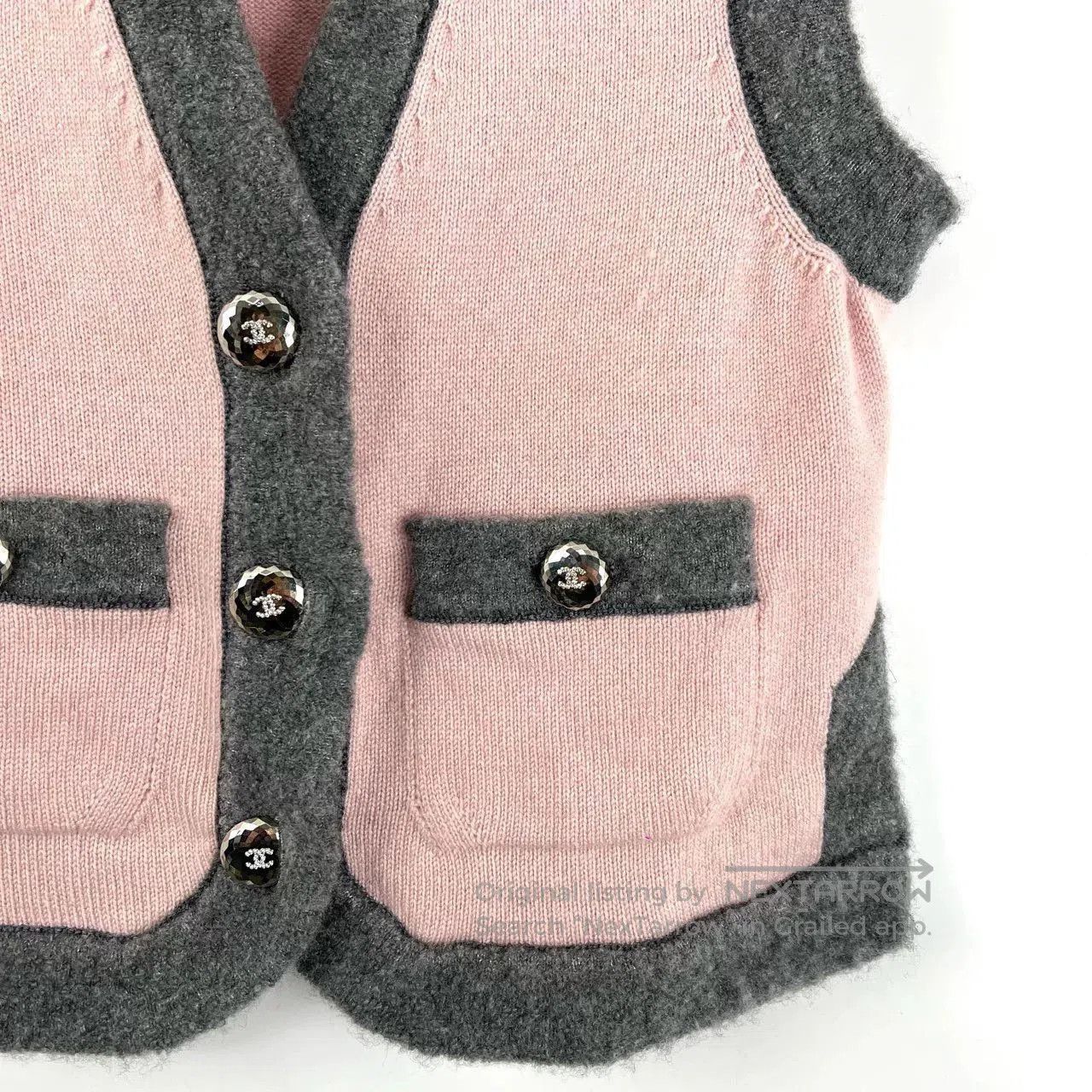Chanel Chanel Gray Pink Knit Vest. Size US S / EU 44-46 / 1 - 4 Thumbnail