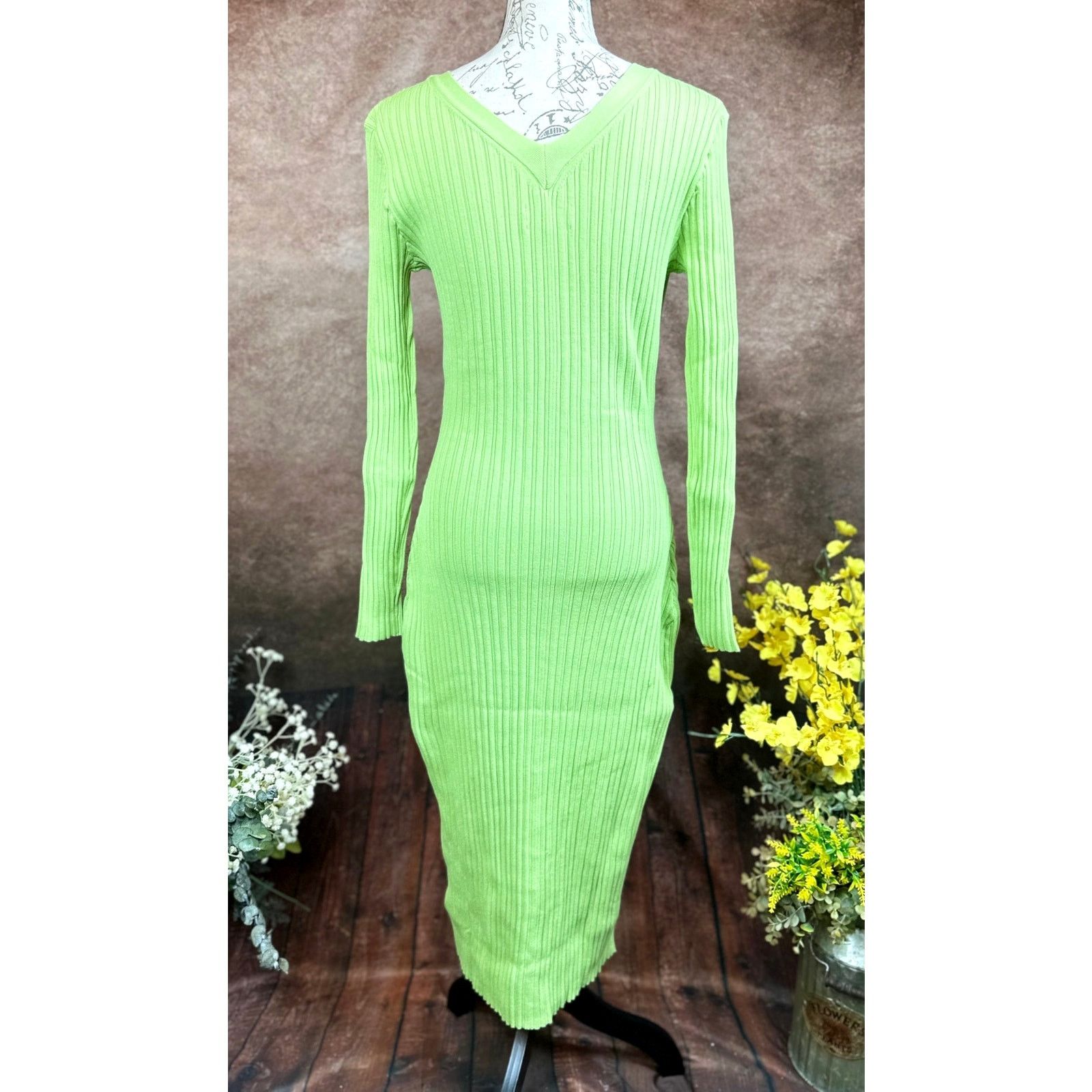 Other LITA By Ciara Rib Cardigan Button Front Midi Dress - Lime -S Size S / US 4 / IT 40 - 12 Thumbnail