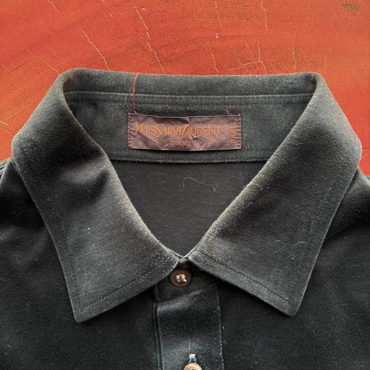 Yves Saint Laurent Vintage Yves Saint Laurent Black Double Pocket Collar Tshirt Size US M / EU 48-50 / 2 - 7 Thumbnail