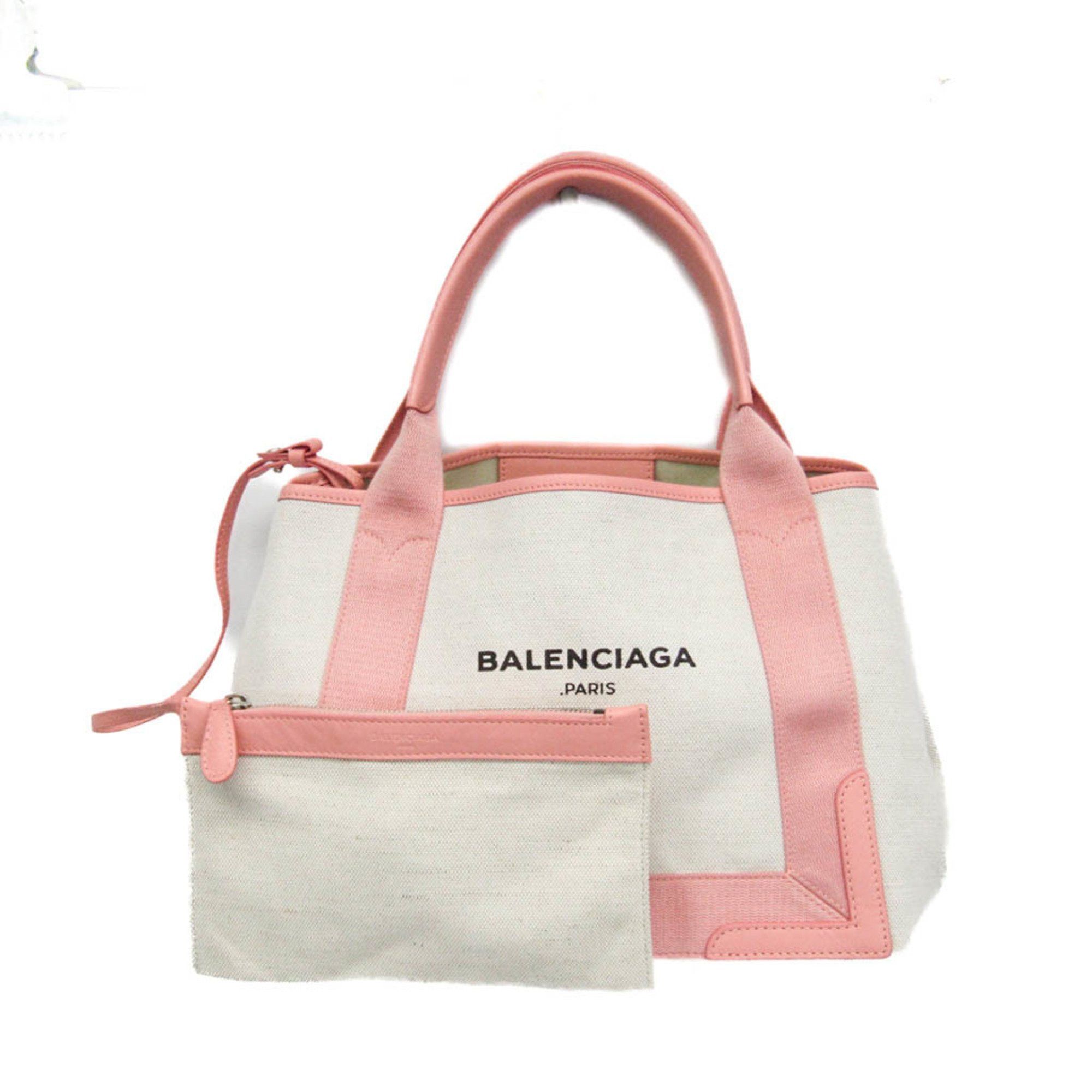 Balenciaga Balenciaga Navy Cabas S 339933 Women's Canvas,Leather Handbag Light Pink,Off-white Size ONE SIZE - 1 Thumbnail