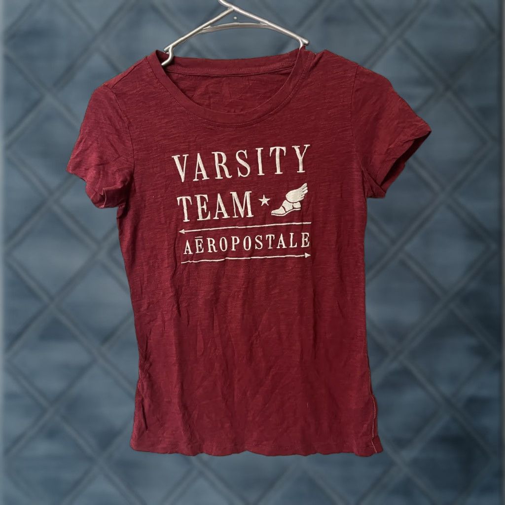 Vintage Aéropostale Logo Shirt Womens M Red Short Sleeve Crew Neck Cotton Blend Knit 60s Vintage? Size M / US 6-8 / IT 42-44 - 1 Thumbnail