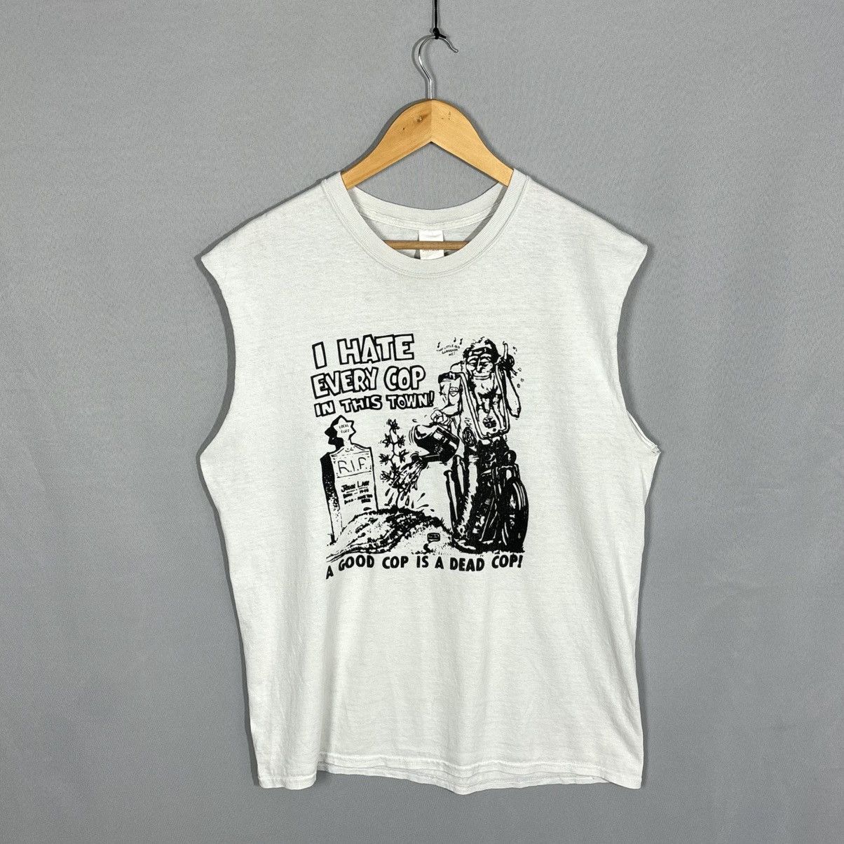 Vintage Gildan t-shirt i hate all cops white large vintage Size US L / EU 52-54 / 3 - 1 Thumbnail