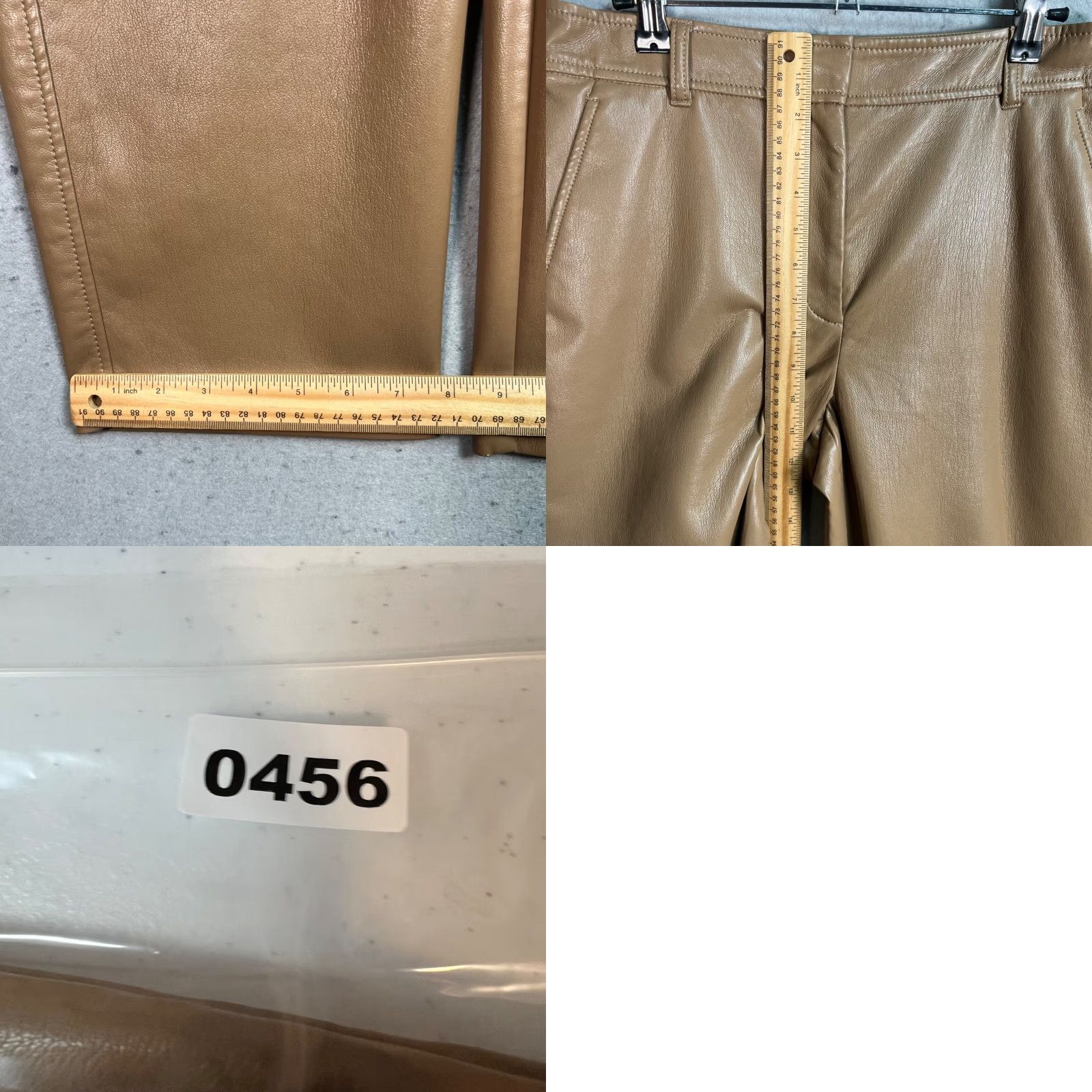 Vintage Babaton Womens 8 Faux Leather Straight Leg Cropped Pants Tan Brown Size 30" / US 8 / IT 44 - 8 Thumbnail