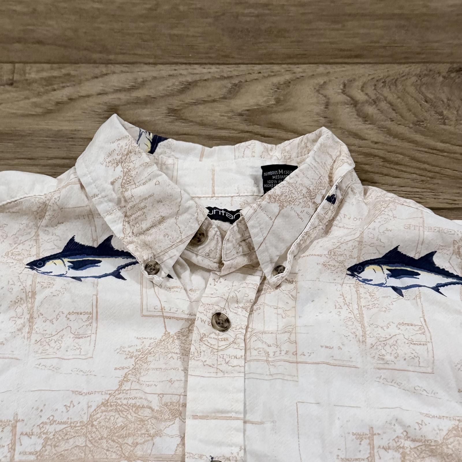 Puritan Vintage 90s Puritan Art Fish Map Button Up All Over Print Size US M / EU 48-50 / 2 - 5 Thumbnail