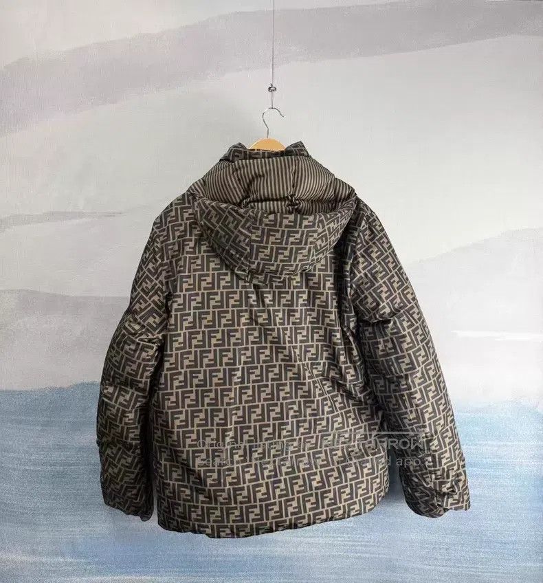 Fendi Fendi Brown All-over Printed Double-sided Hooded Down Jack Size US L / EU 52-54 / 3 - 2 Thumbnail