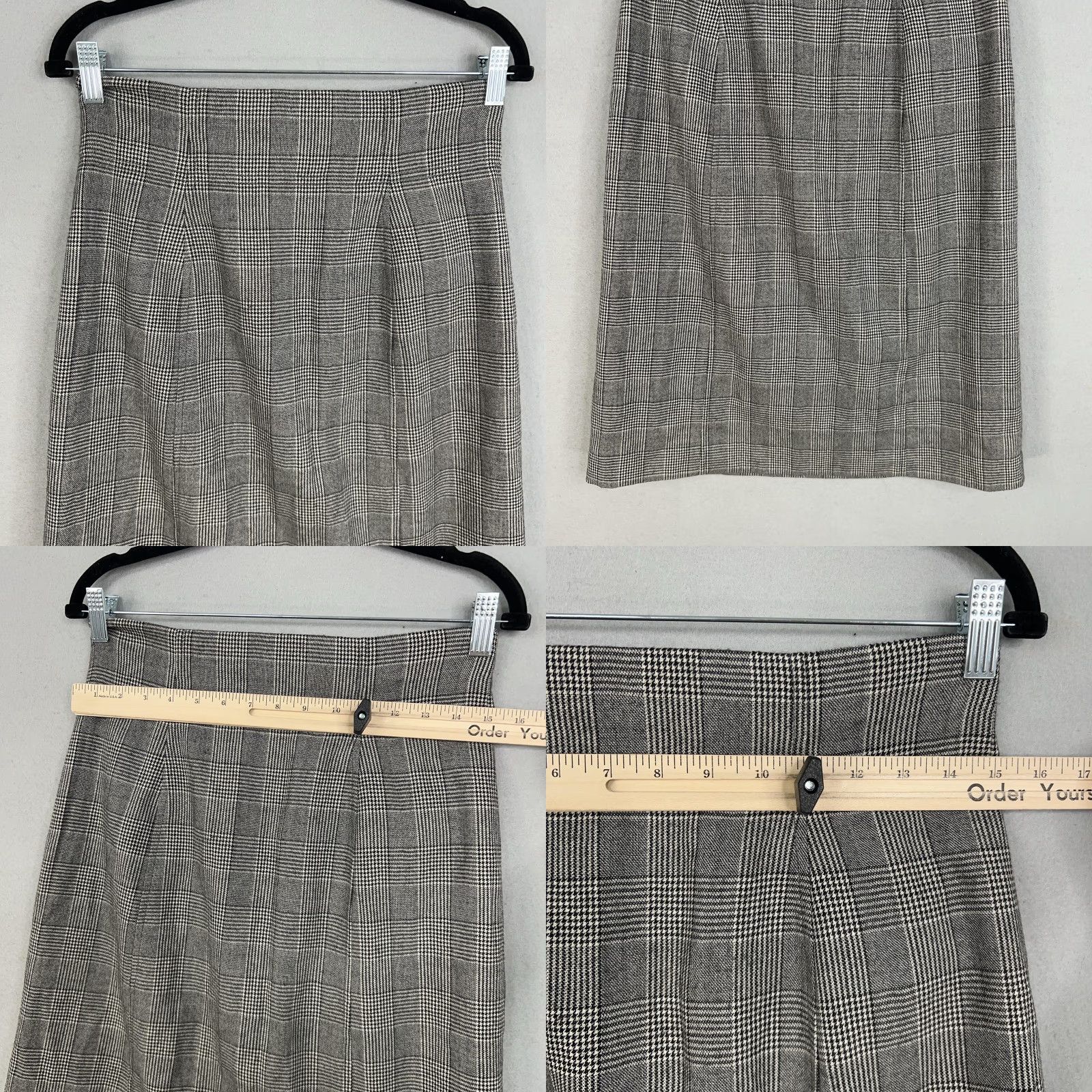 Banana Republic Banana Republic Skirt Womens 8 Gray Glen Plaid Wool Academia Modest Knee Length A-Line Womens Size 30" / US 8 / IT 44 - 9 Thumbnail