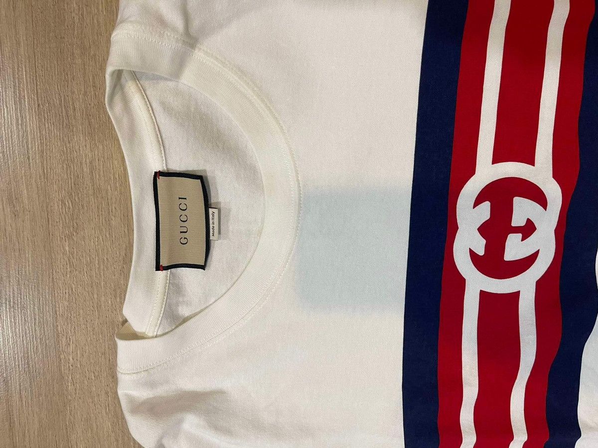 Gucci Gucci interlocking G stripe white T-shirt Size US L / EU 52-54 / 3 - 2 Thumbnail