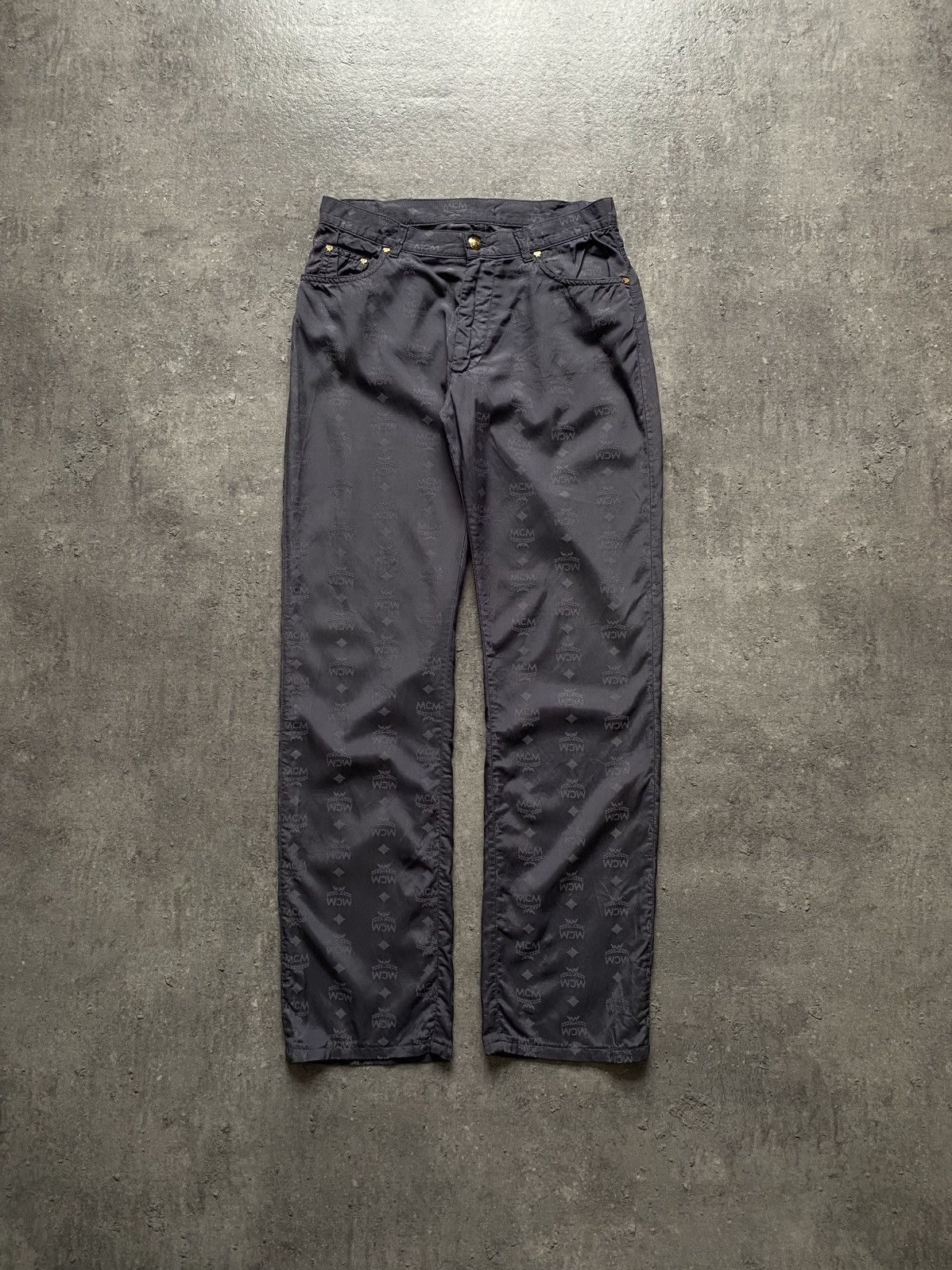 MCM Vintage MCM Monogram Cotton/Triacetat Grey Pants W28 Size US 28 / EU 44 - 1 Thumbnail