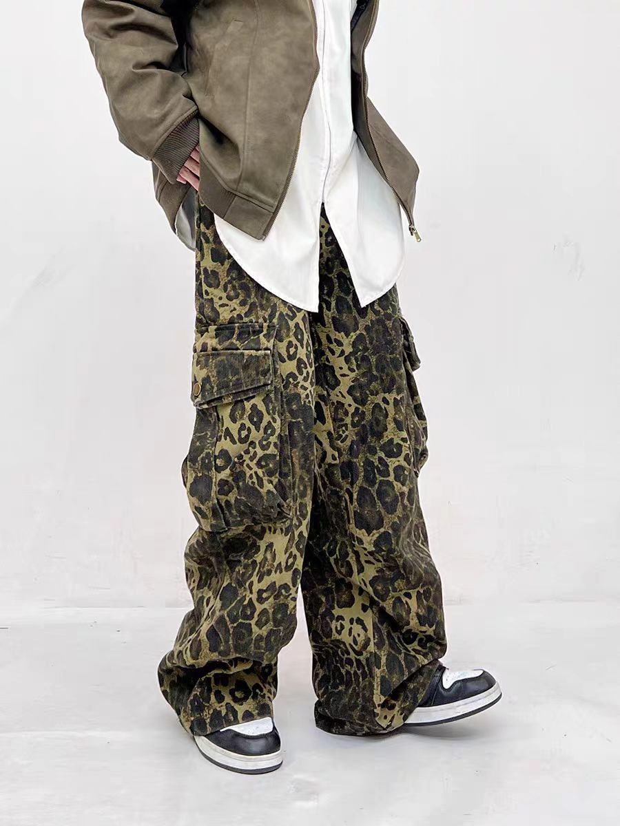 Japanese Brand × Vintage Retro style multi-pocket leopard print casual overalls Size US 34 / EU 50 - 2 Thumbnail
