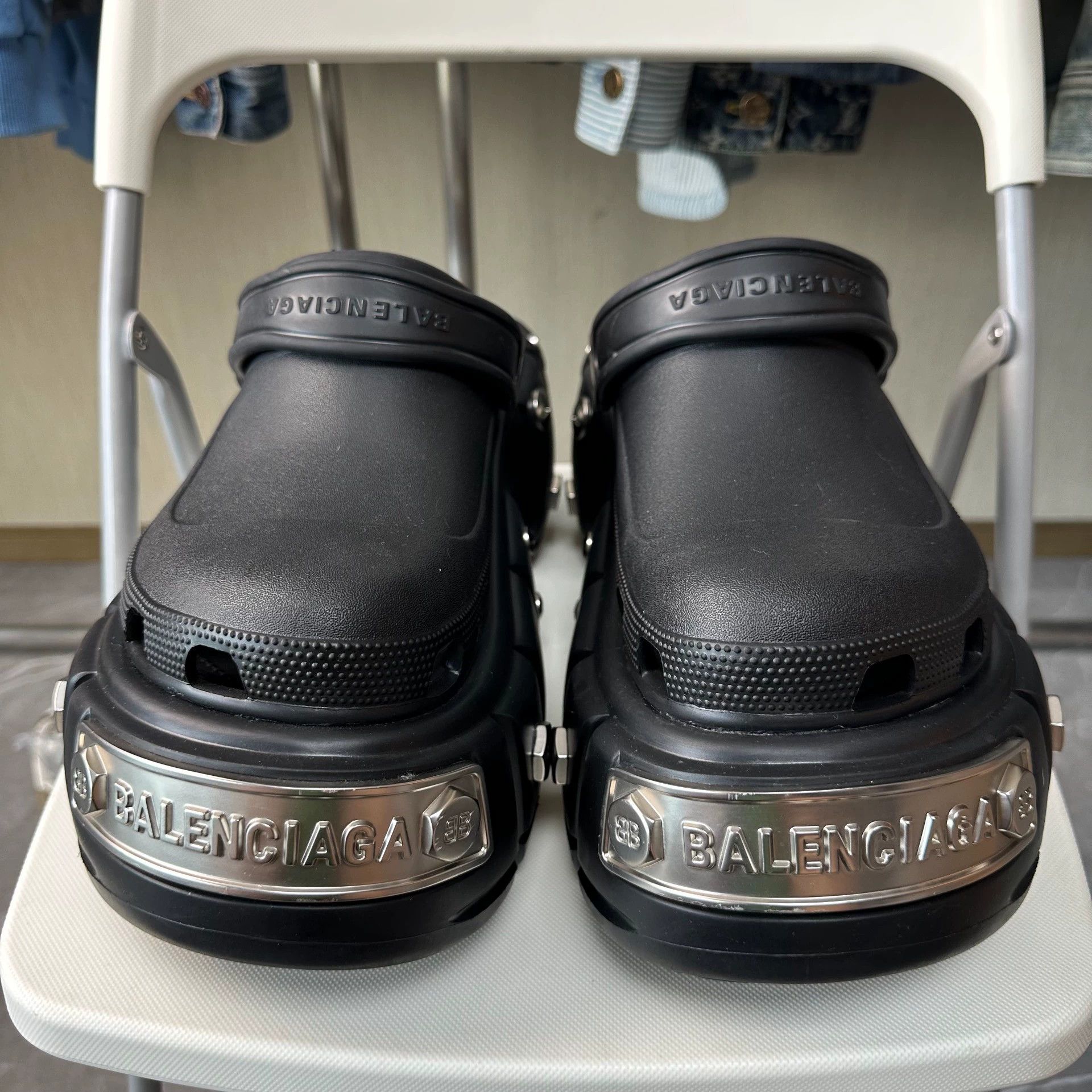 Balenciaga Crocs x Balenciaga HardCrocs Men's Black Slip-On Clogs Size US 13 / EU 46 - 2 Thumbnail