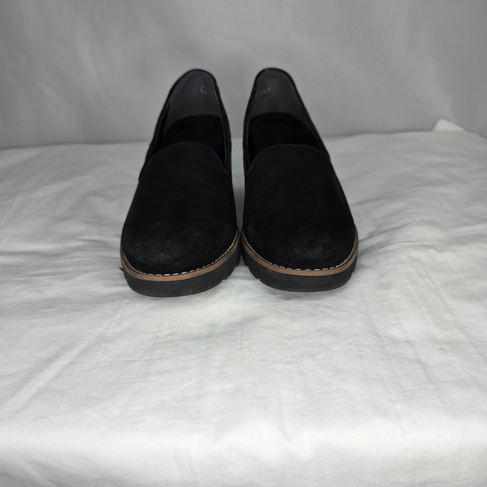 Vionic Vionic Black Suede Willa Chunky Wedge Round Toe Loafer Shoes Size US 7.5 / IT 37.5 - 3 Thumbnail