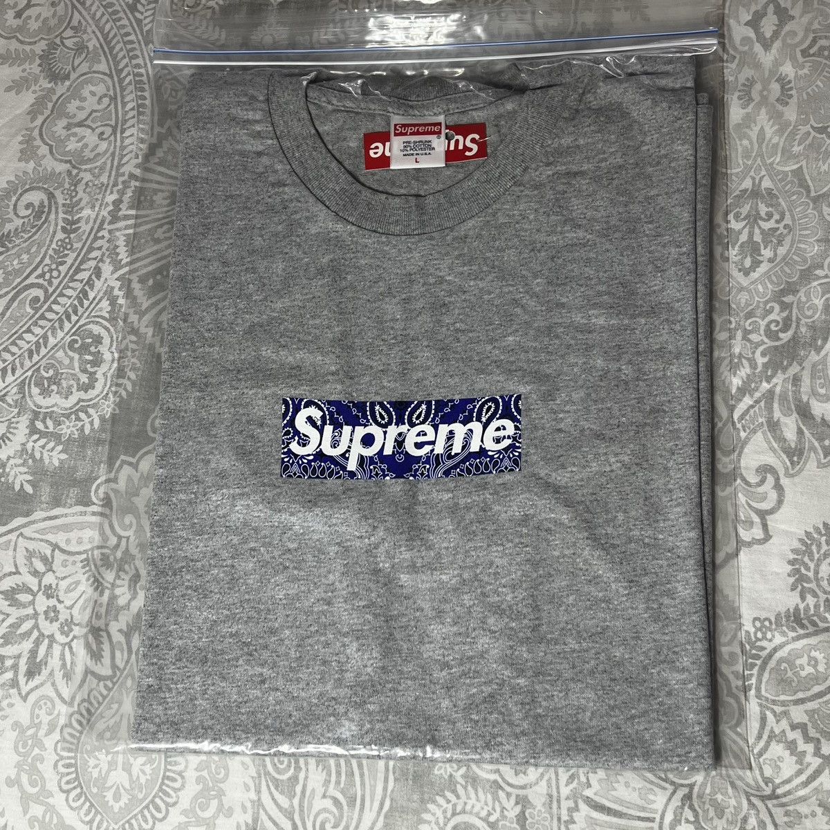 Supreme Supreme Grey Bandana Box logo tee Blue bandana bogo tee | Grailed