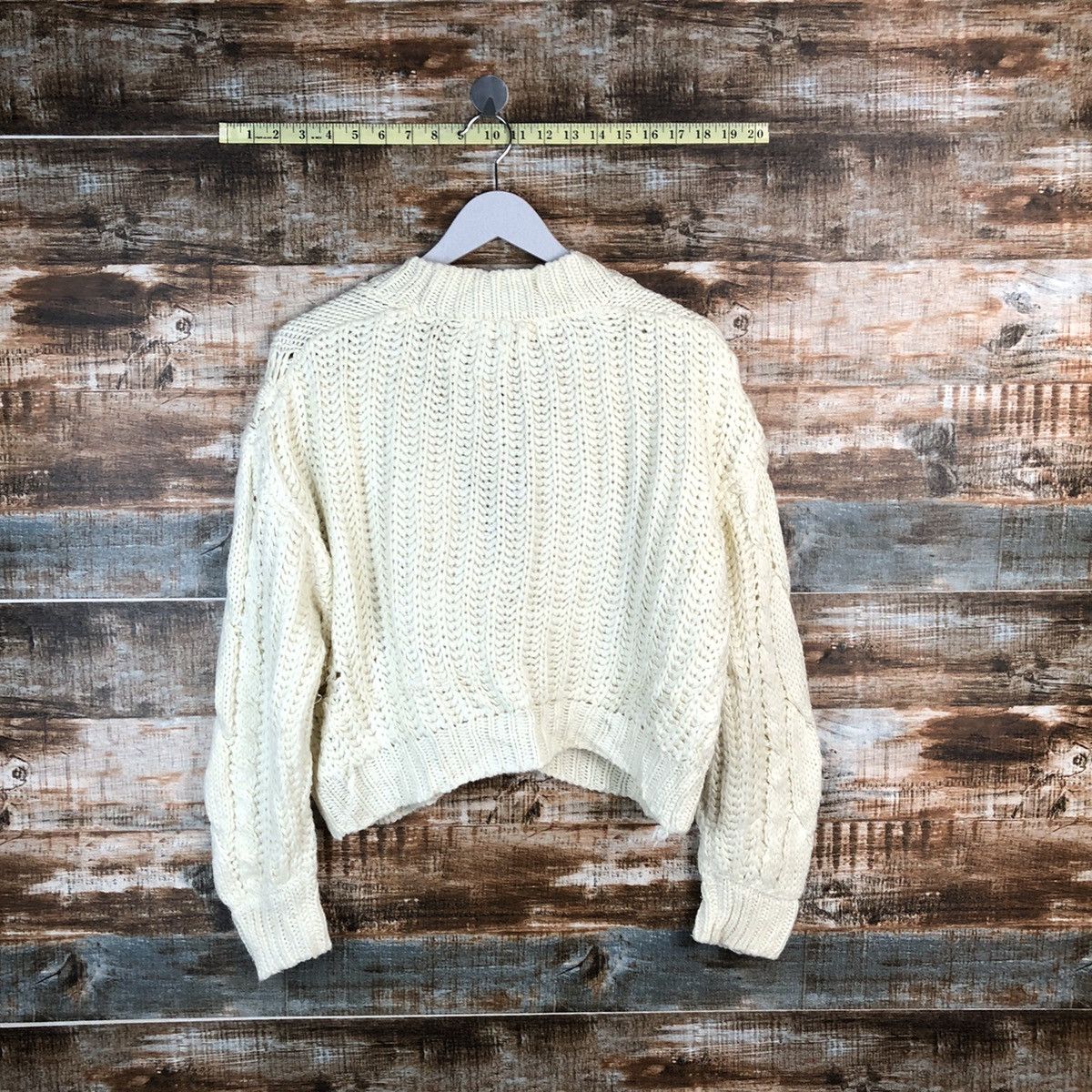 Vintage Emsexcite White Cardigan Knitwear crop top #A1474 Size M / US 6-8 / IT 42-44 - 11 Thumbnail