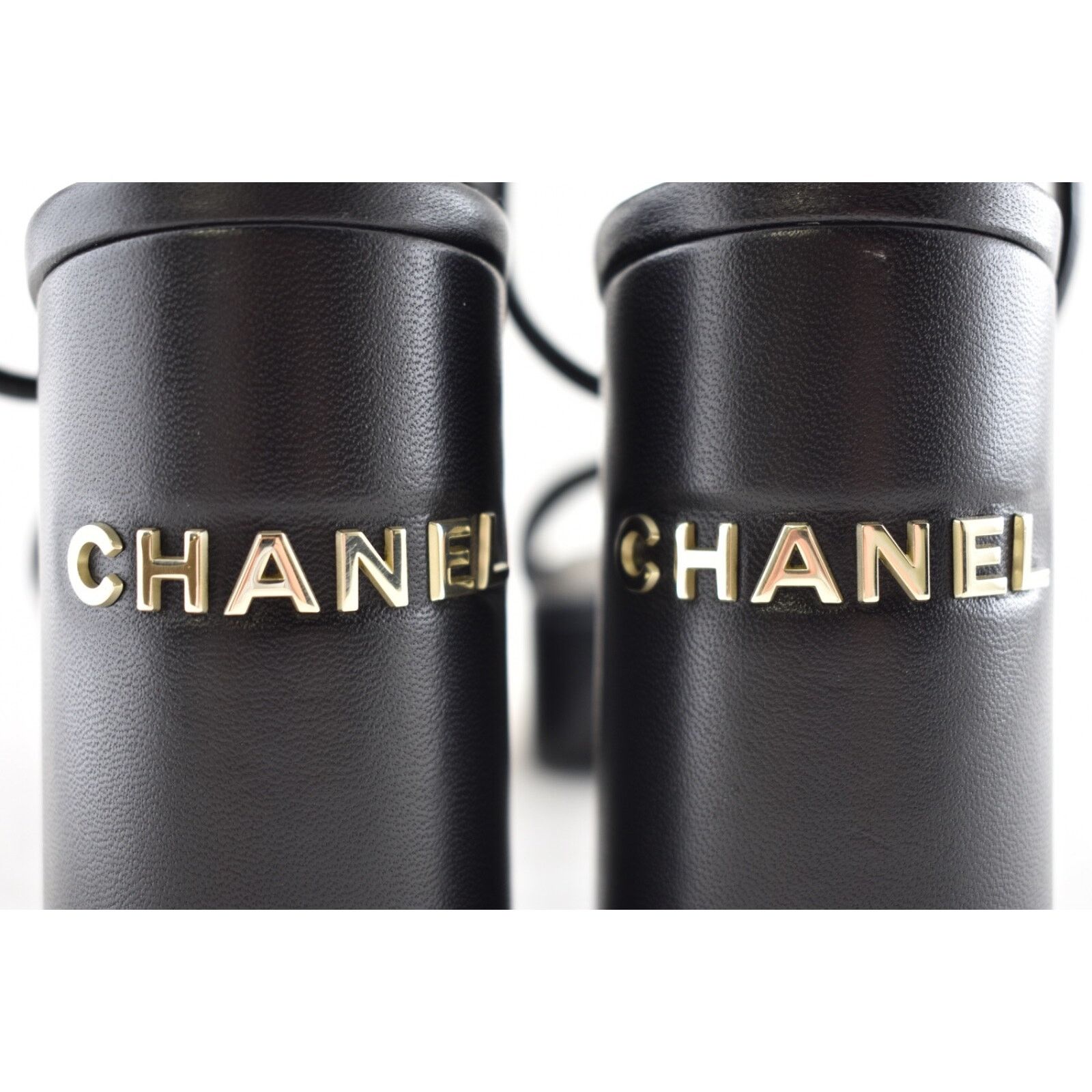 Chanel Chanel 24C Black Lambskin Leather Logo Platform Ankle Size US 11 / IT 41 - 13 Thumbnail