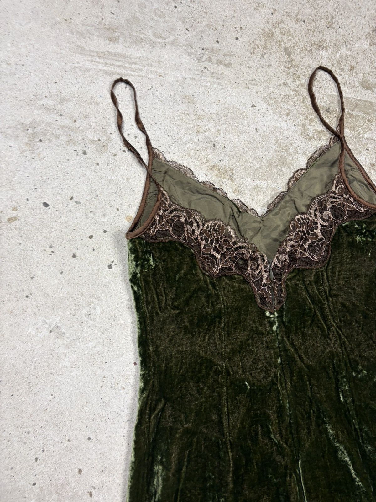 Dolce & Gabbana Vintage 2006 Dolce & Gabbana Velvet Green Mini Dress Lace Size M / US 6-8 / IT 42-44 - 19 Thumbnail