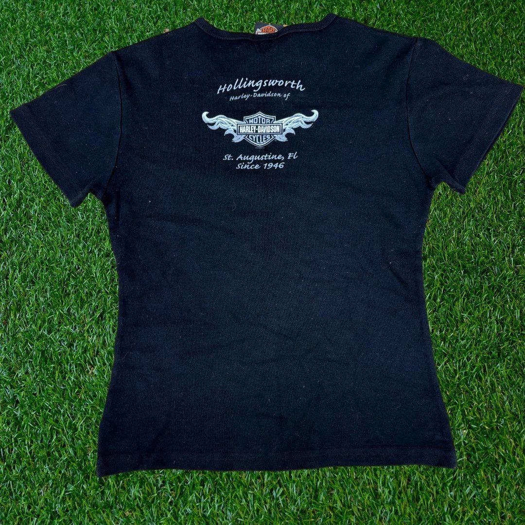 Harley Davidson Y2K Bedazzled Harley Davidson Baby Tee Size L / US 10 / IT 46 - 2 Thumbnail