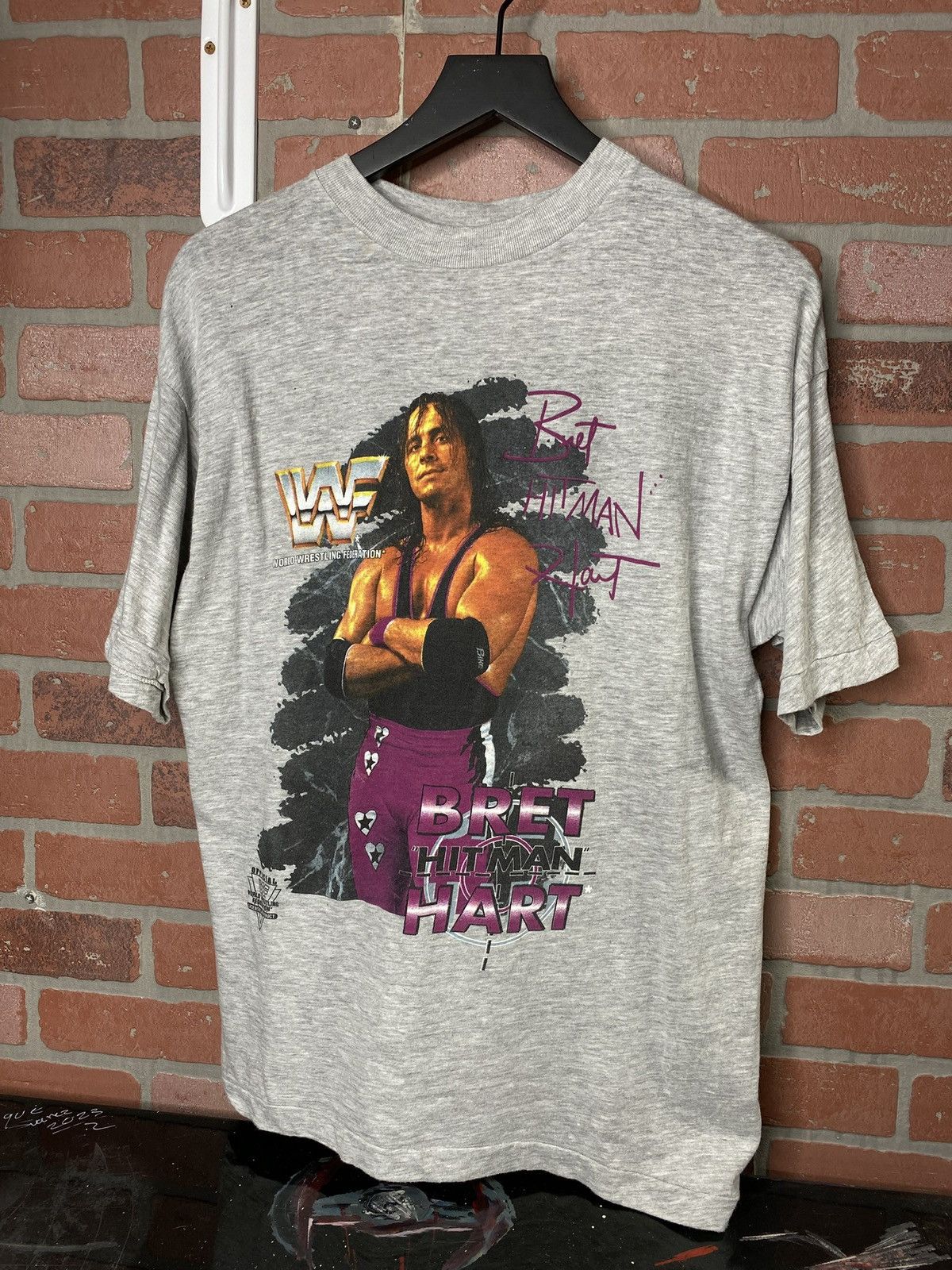 Vintage Vintage 90’s Bret Hart T-Shirt Vtg WWF Wrestling Tee Medium Size US M / EU 48-50 / 2 - 1 Thumbnail