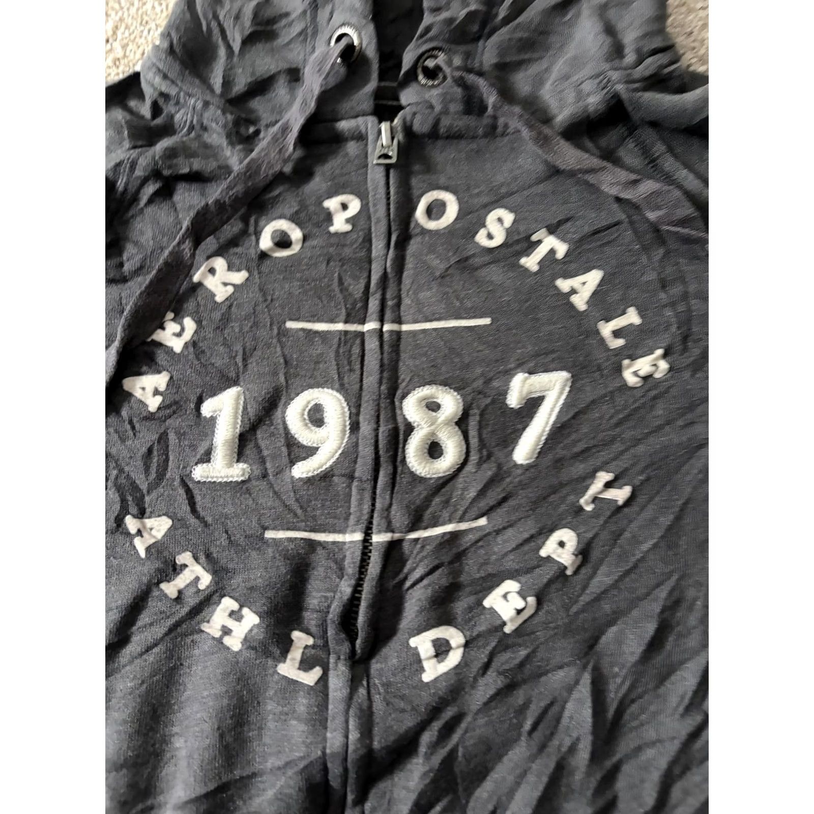 Aeropostale Aeropostale Hoodie Mens Small Gray Full Zip 1987 Athl Dept Graphic Sweatshirt Size US S / EU 44-46 / 1 - 4 Thumbnail