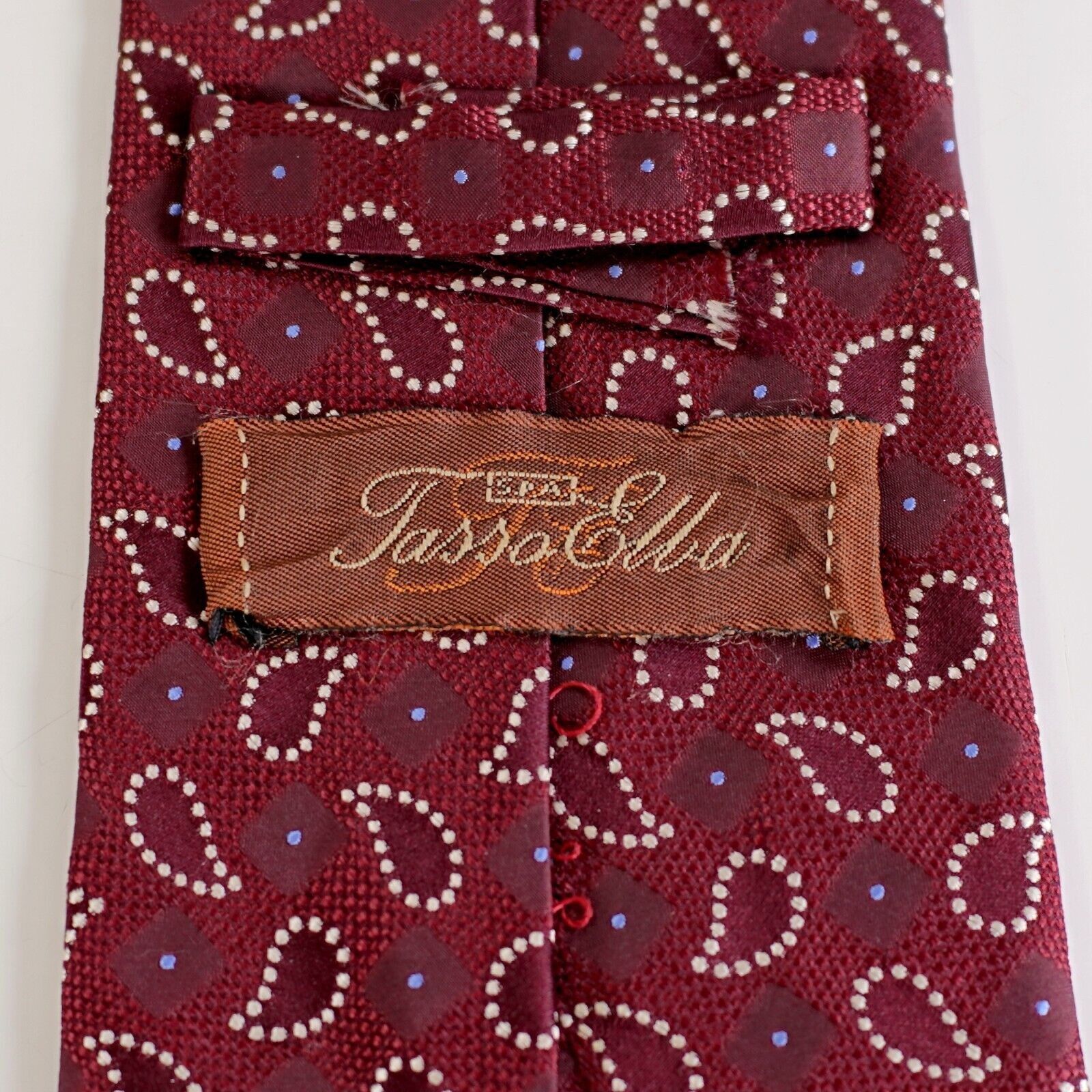 Tasso Elba Tasso Elba Maroon Red Paisley Geometric Woven Wide Silk Tie Size ONE SIZE - 3 Thumbnail