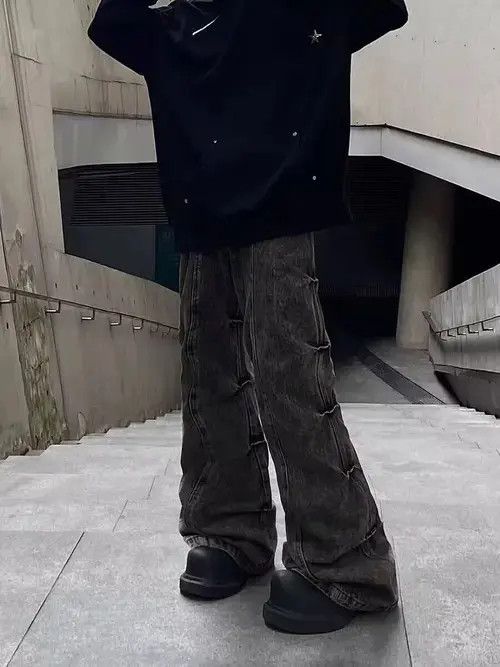Japanese Brand × Jean Vintage side pleated micro-flare wide-leg jeans Size US 32 / EU 48 - 4 Thumbnail