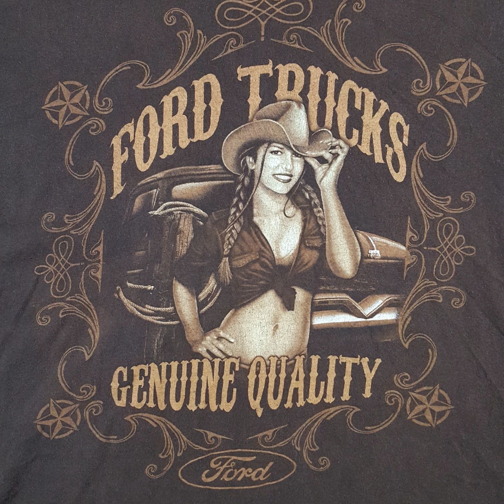 Ford VINTAGE Ford Trucks Cowgirl T-Shirt Men's XL Brown Faded 90s Y2K Racing Retro Trucker Size US XL / EU 56 / 4 - 3 Thumbnail