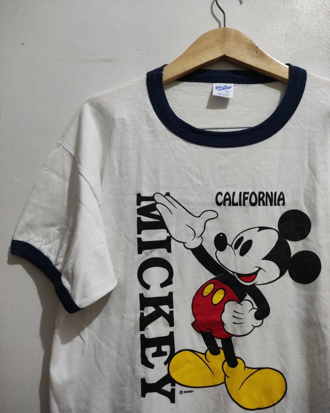 Disney × Mickey Mouse × Vintage Vintage 80s Mickey California Ringer T-shirt Velva Sheen Size US L / EU 52-54 / 3 - 10 Thumbnail