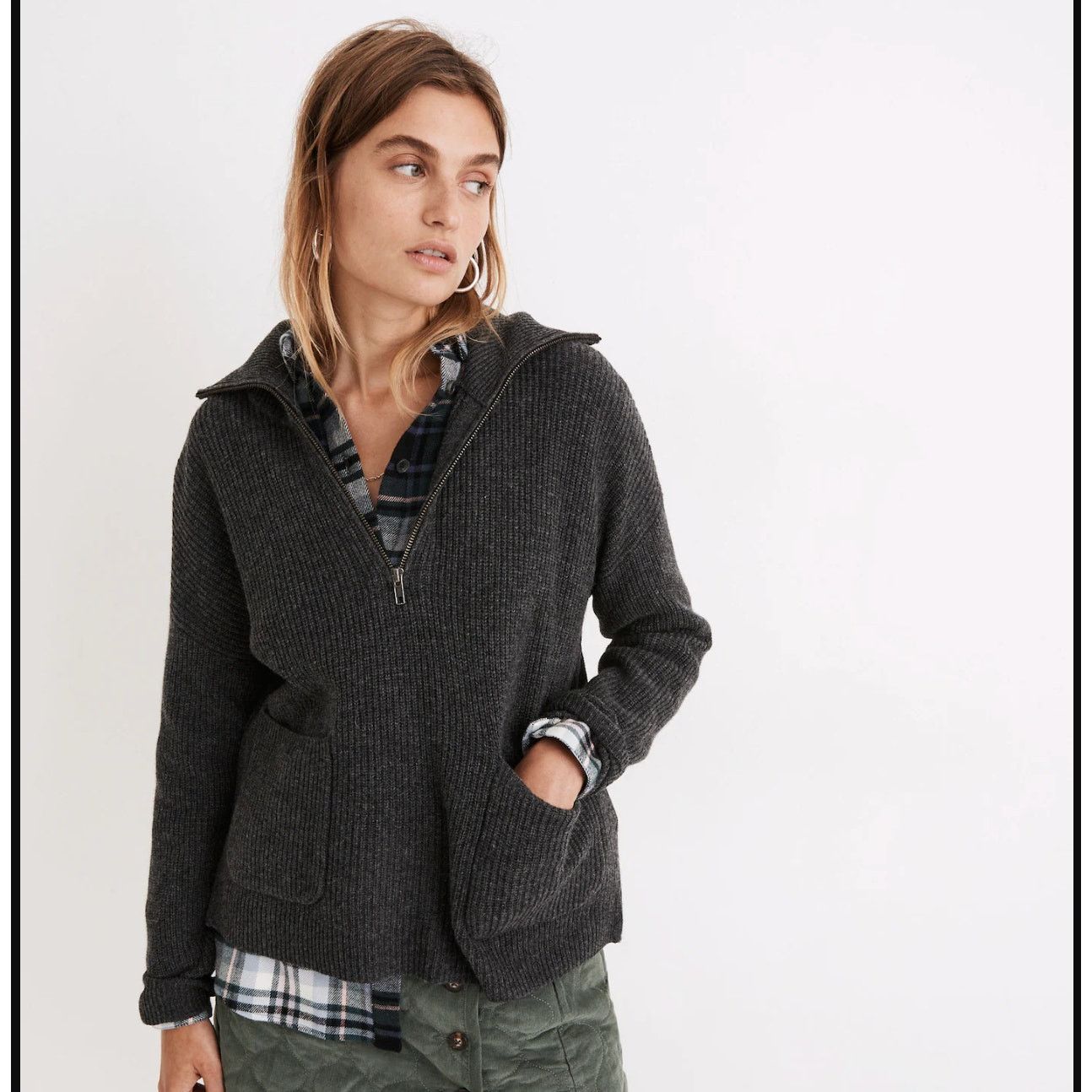 Madewell Madewell Glenbrook Half Zip Sweater Gray Womens Small Size S / US 4 / IT 40 - 8 Thumbnail