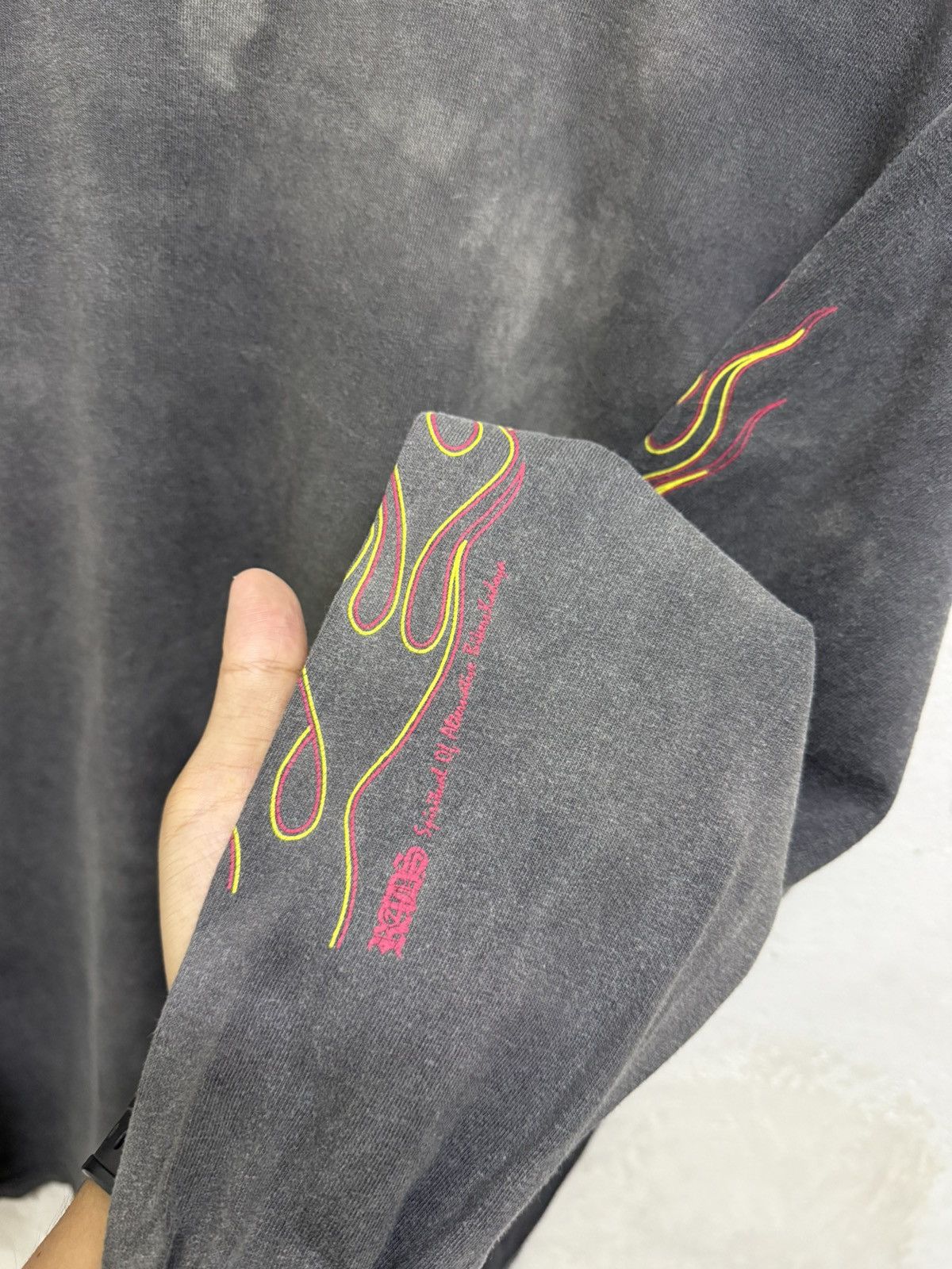 Vintage Sun Faded Flames Thrashed Long Sleeve Tees Size US L / EU 52-54 / 3 - 5 Thumbnail