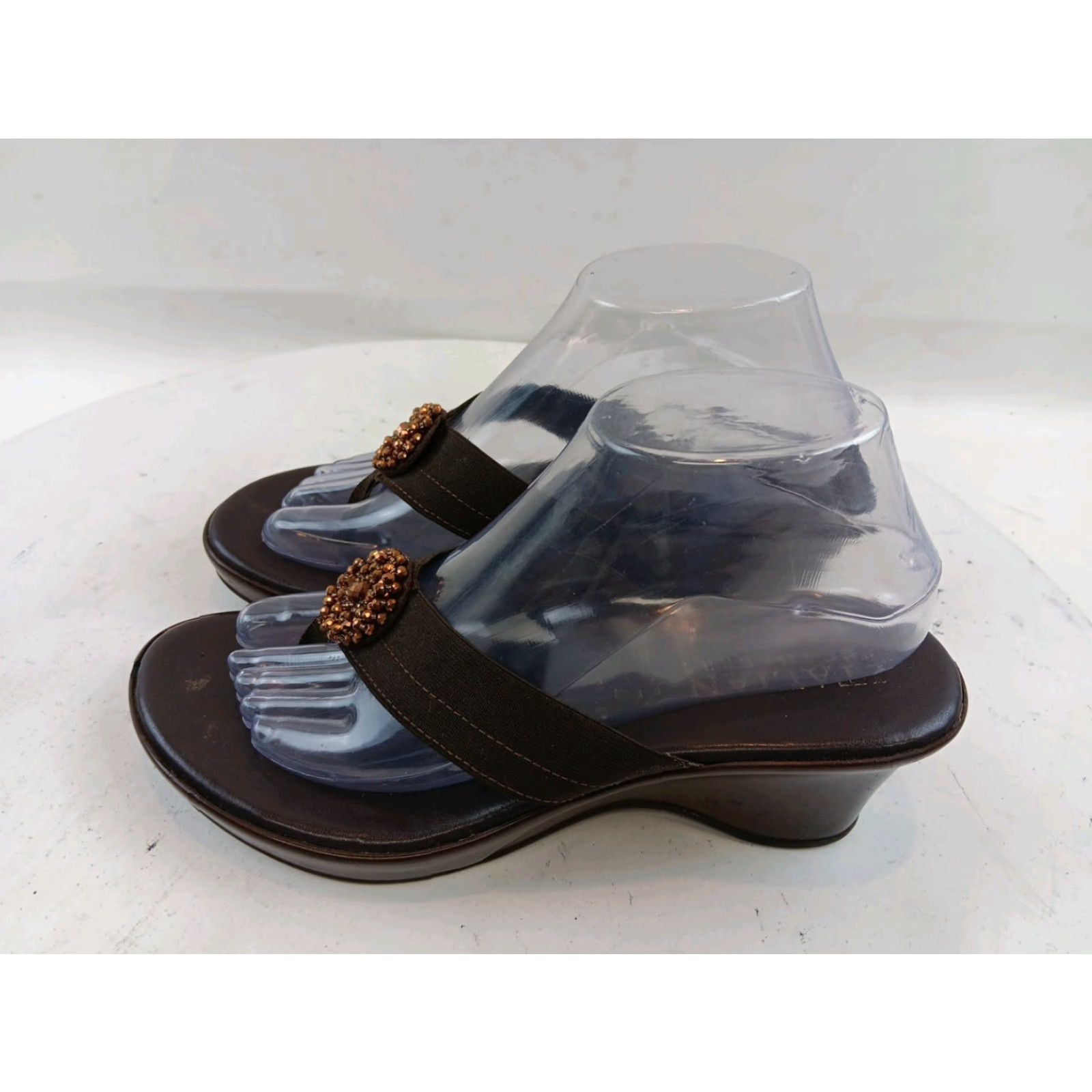 Vintage Italian Shoemaker Women's Sandals Size 9 M Brown Beaded Slip On Size US 9 / IT 39 - 6 Thumbnail